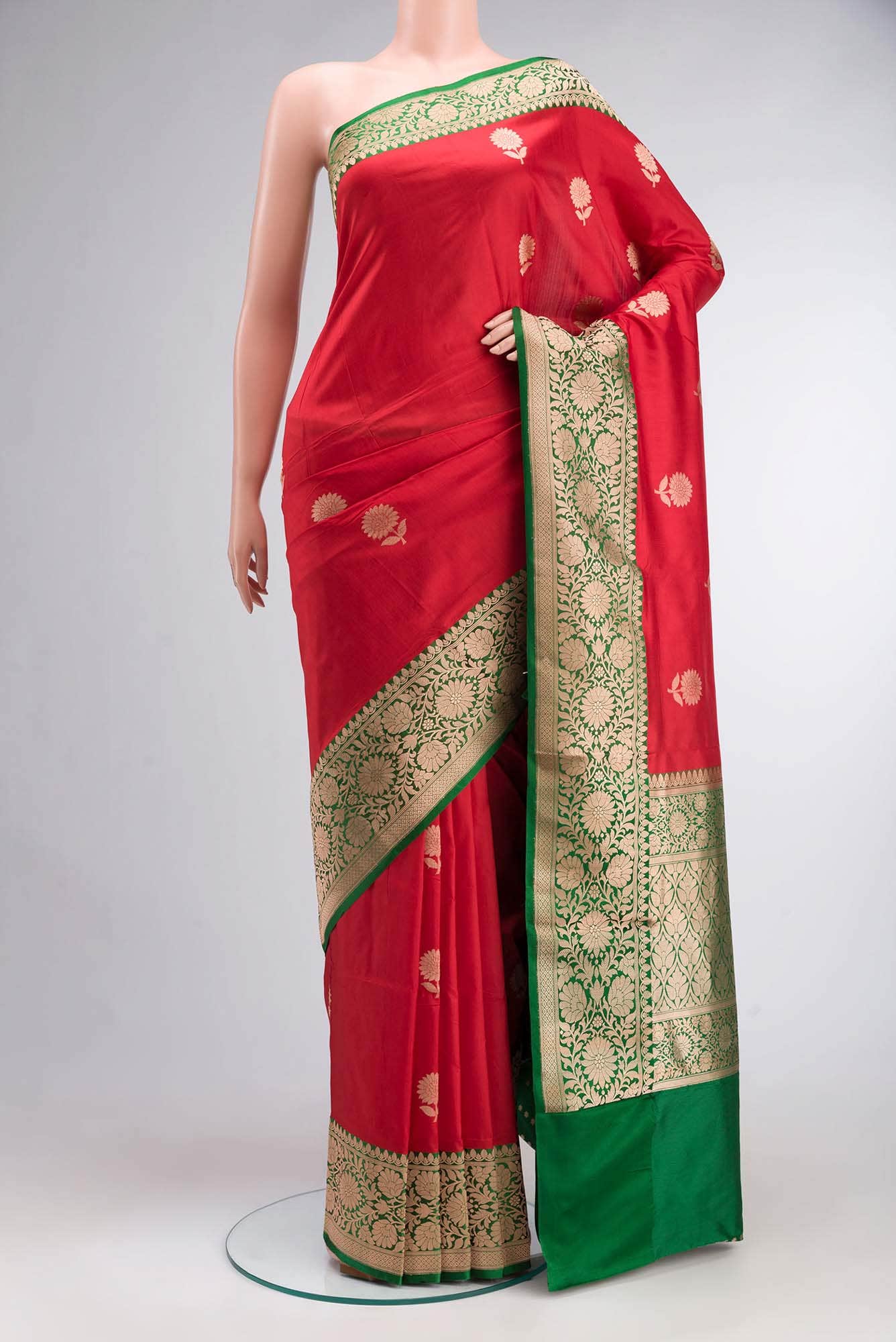 Red Banarasi Katan Silk Saree