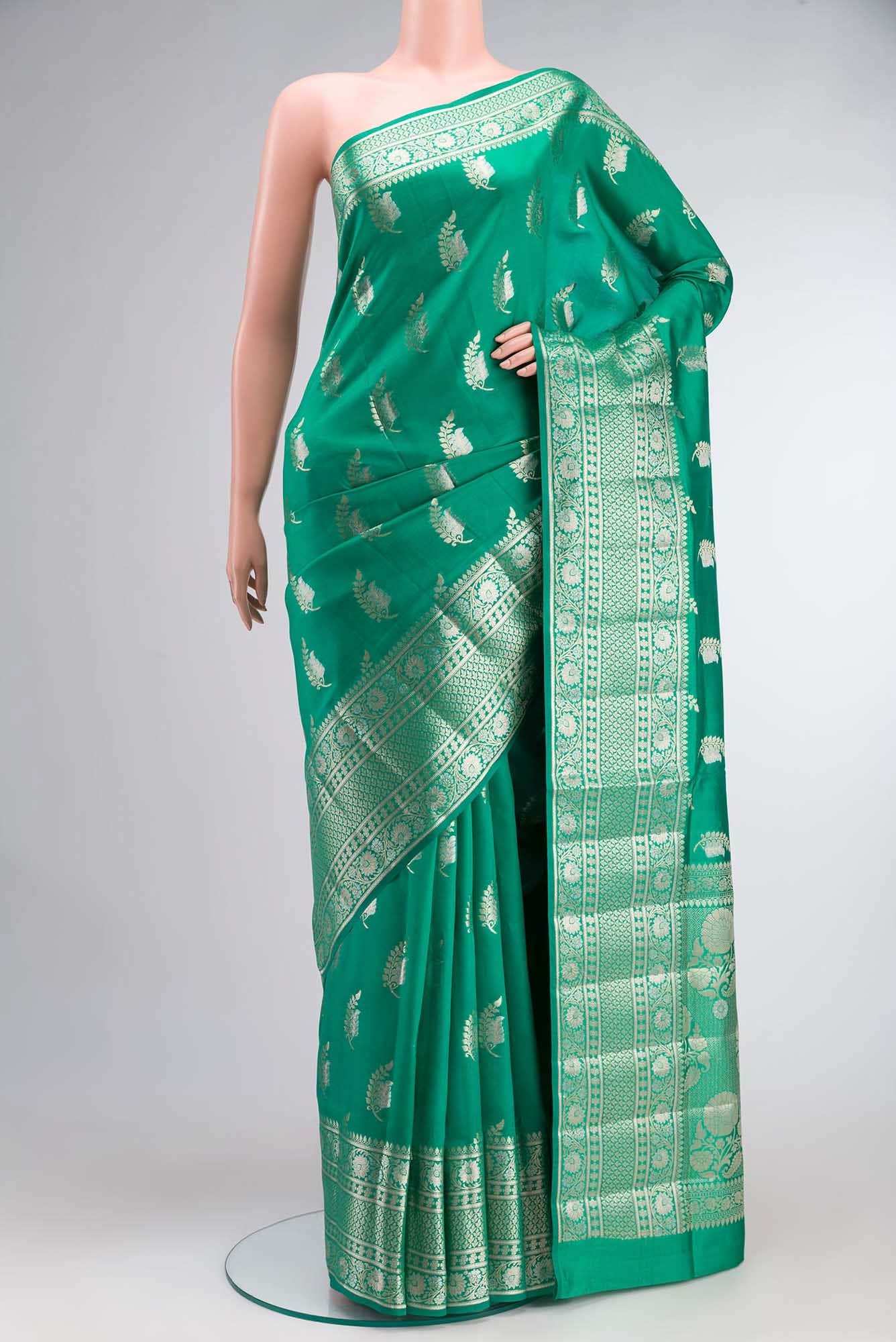 Green Banarasi Raw Silk Saree