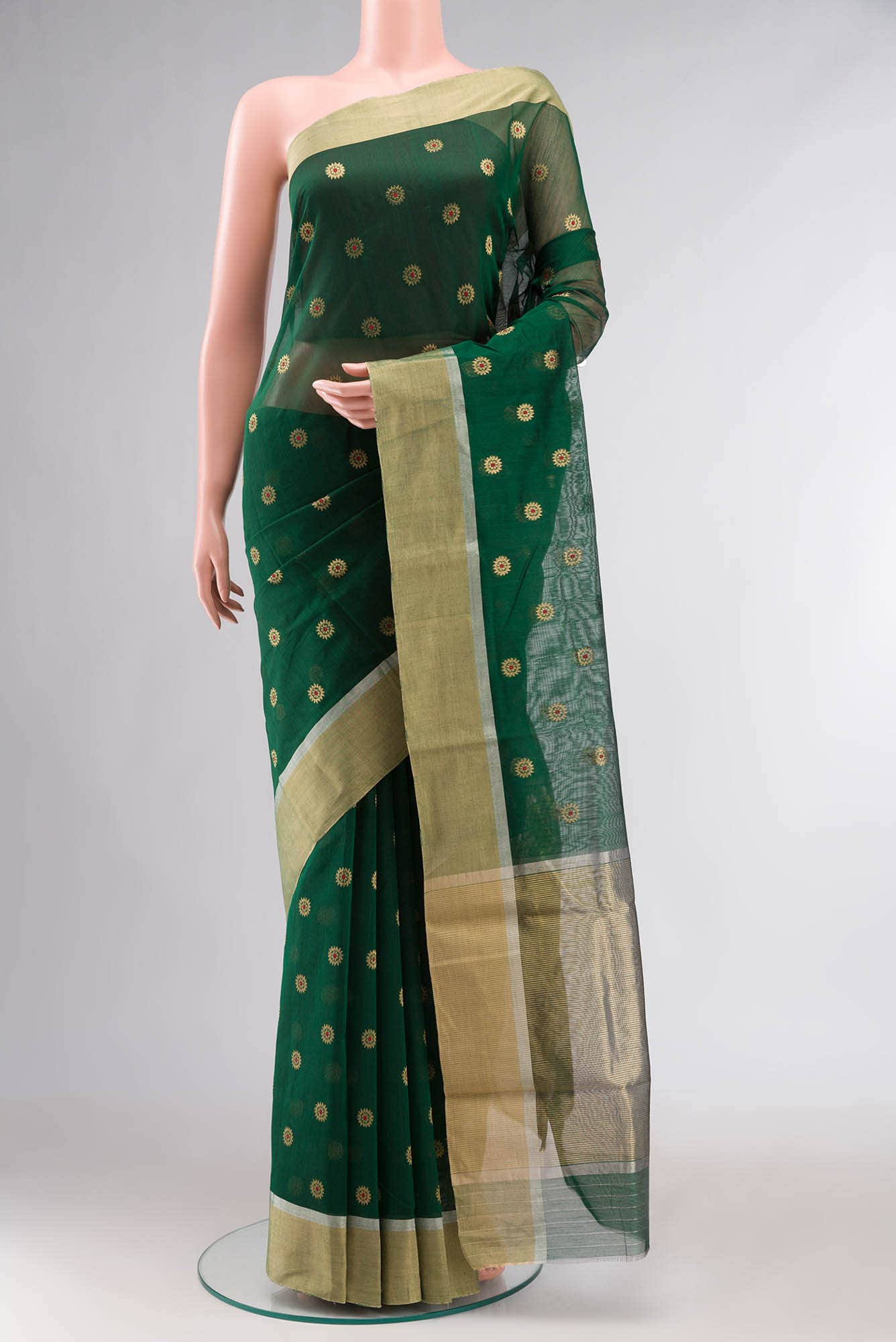 Green Chanderi Silk Cotton Saree