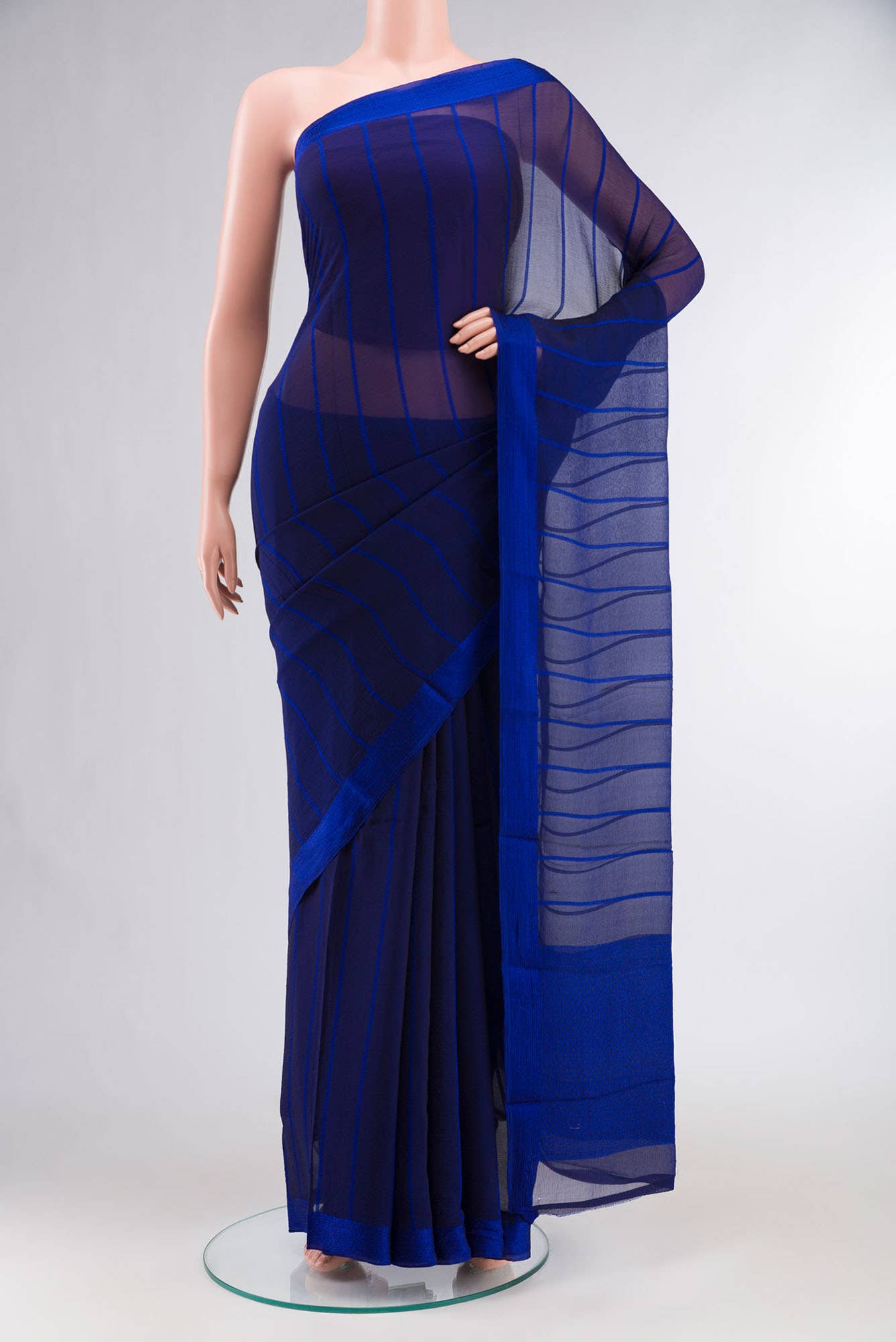 Blue Blended Mysore Chiffon Saree