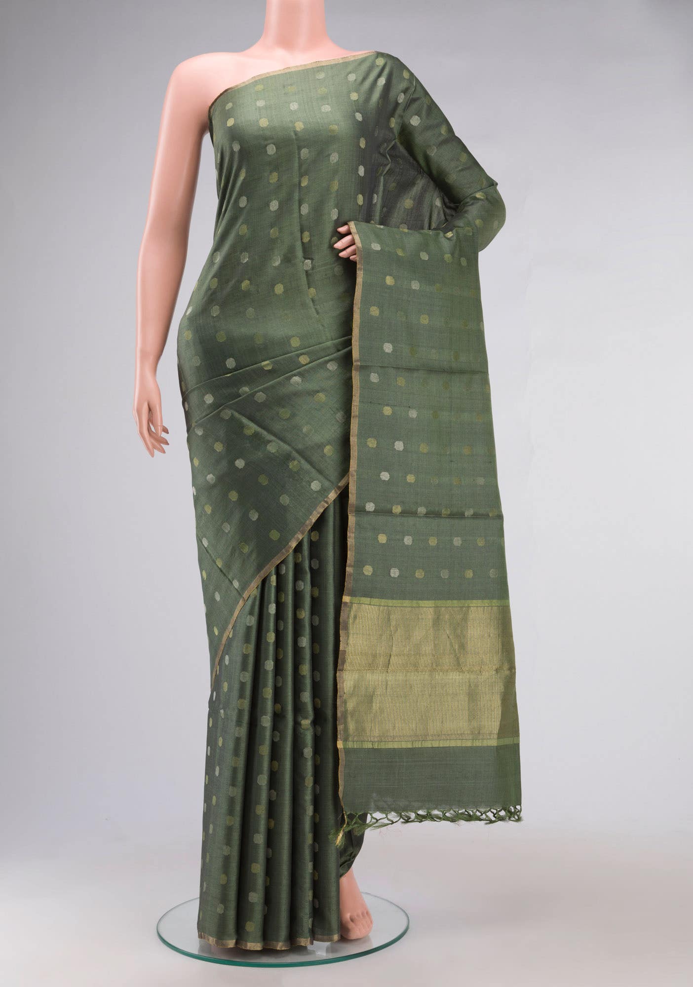 Green Bhagalpuri Tussar Silk Saree
