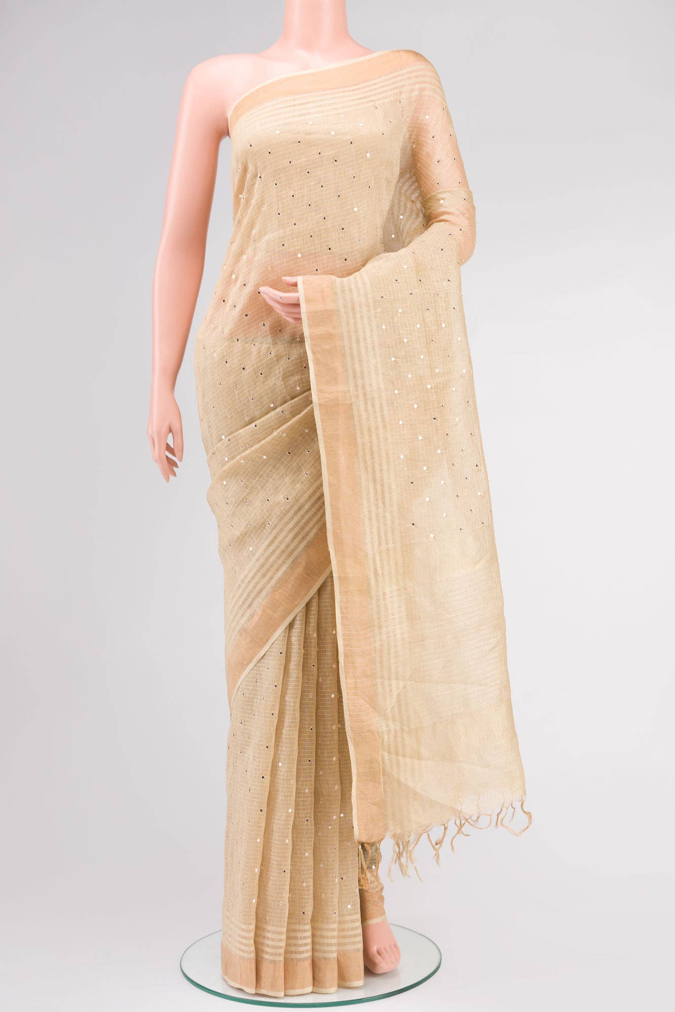 Beige Linen Saree