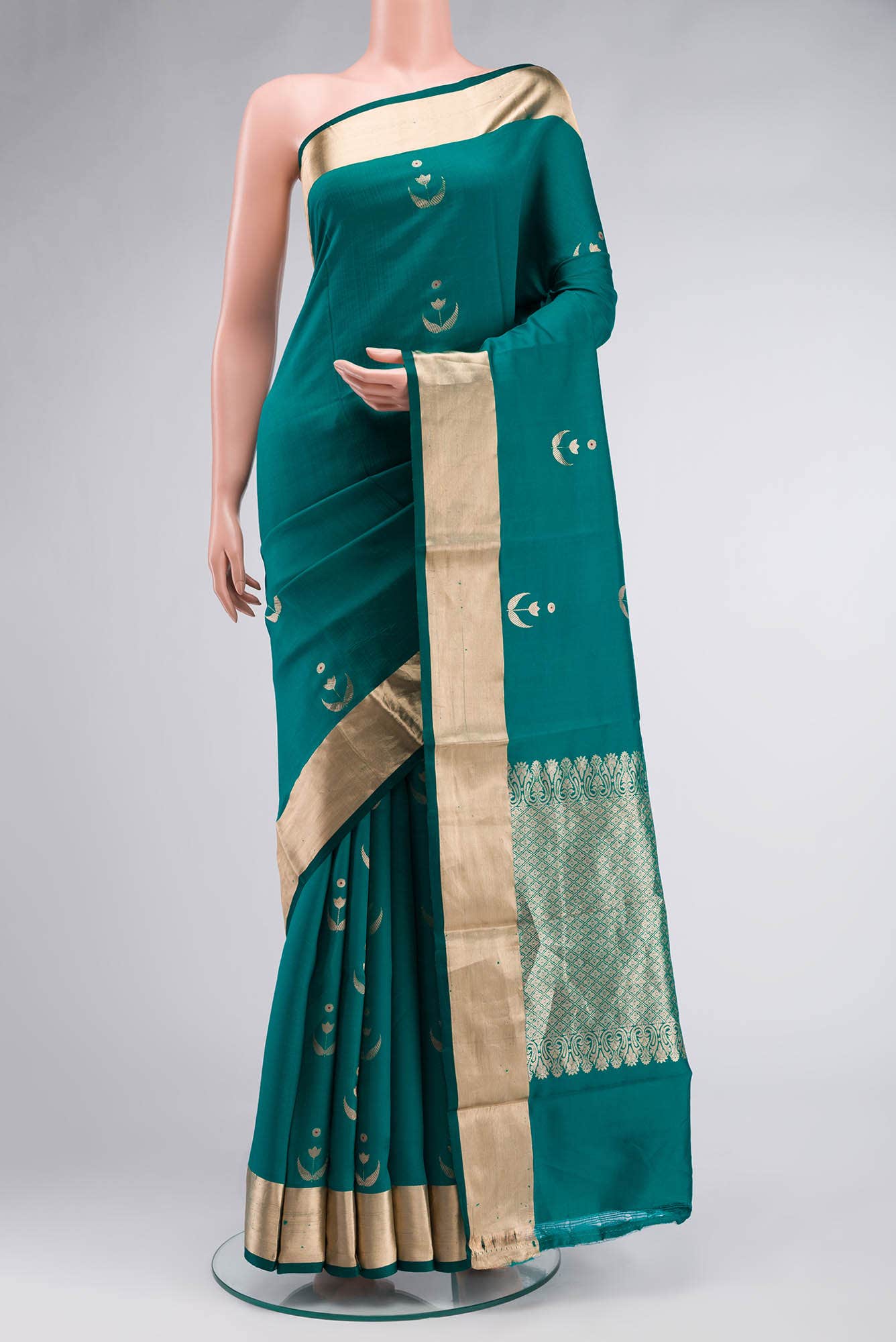 Teal Banarasi Katan Silk Saree
