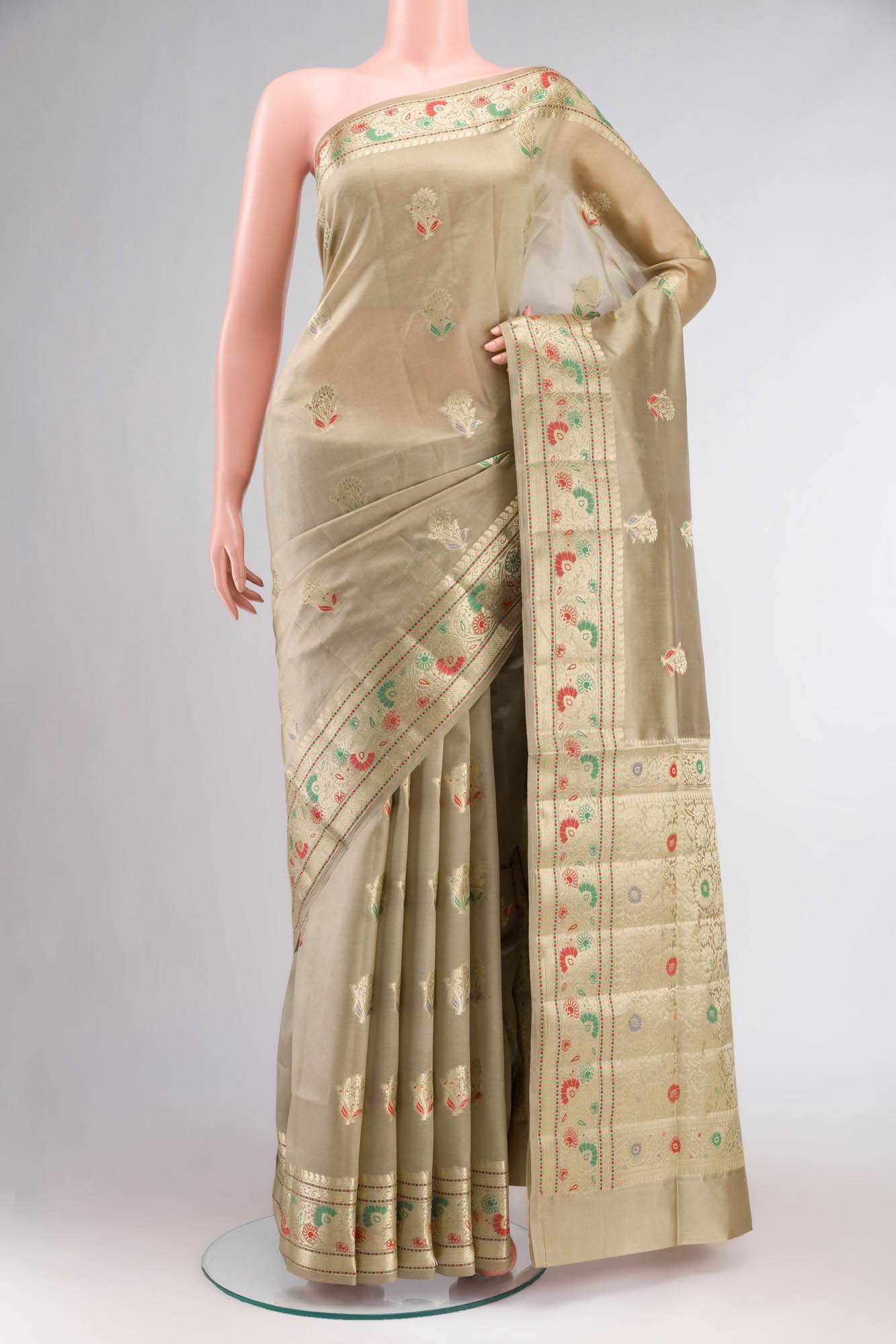 Beige Banarasi Raw Silk Saree