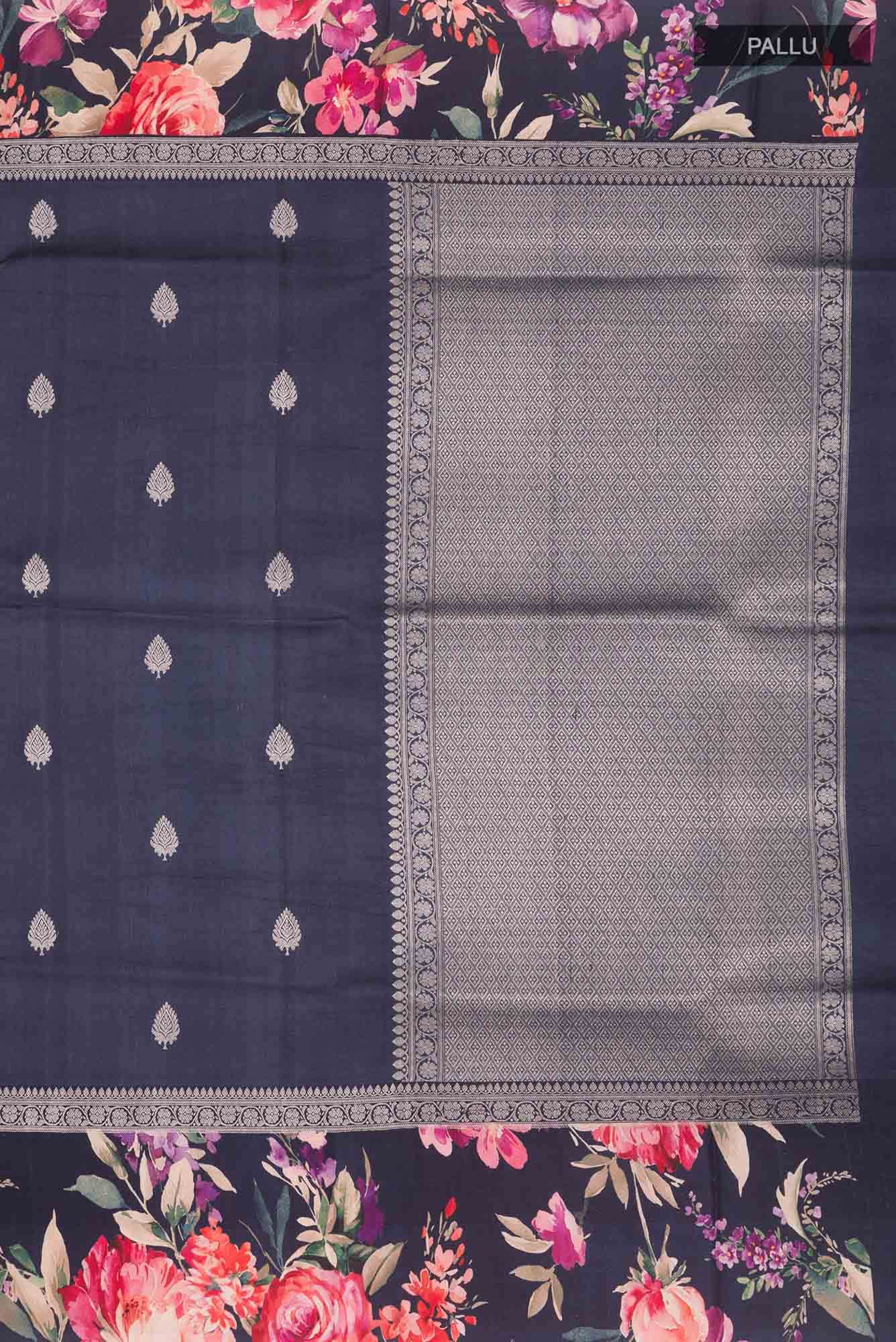 Blue Bhagalpuri Tussar Silk Saree