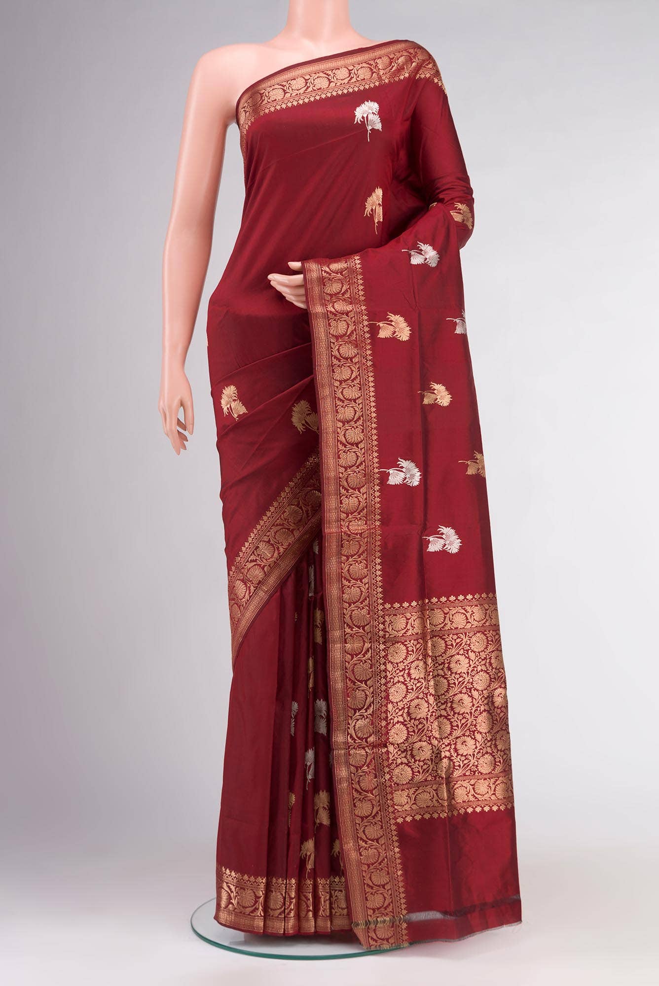 Maroon Banarasi Katan Silk Saree