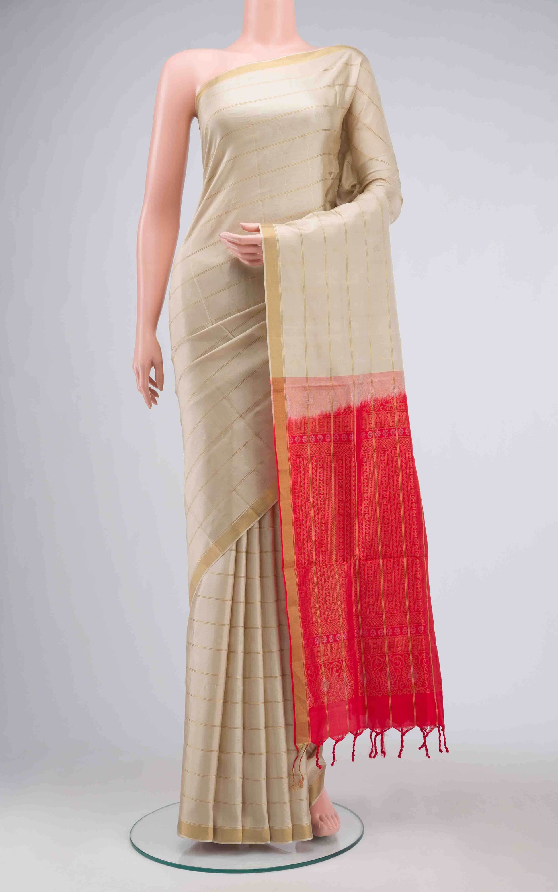 Beige Soft Silk Saree