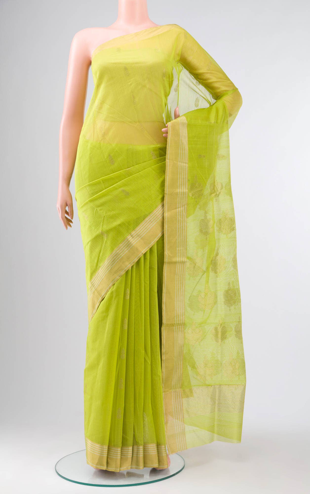 Green Chanderi Silk Cotton Saree