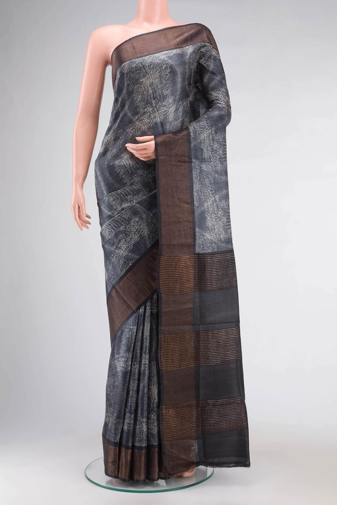 Blue Bhagalpuri Tussar Silk Saree