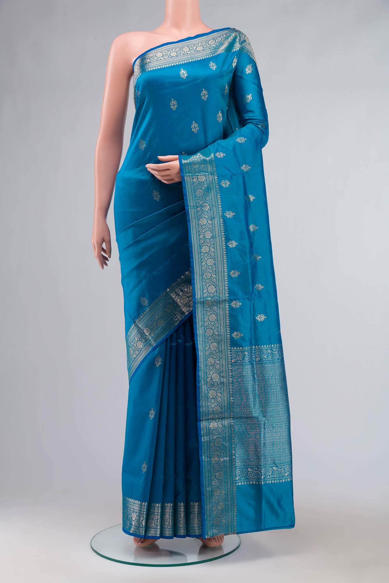 Blue Banarasi Katan Silk Saree