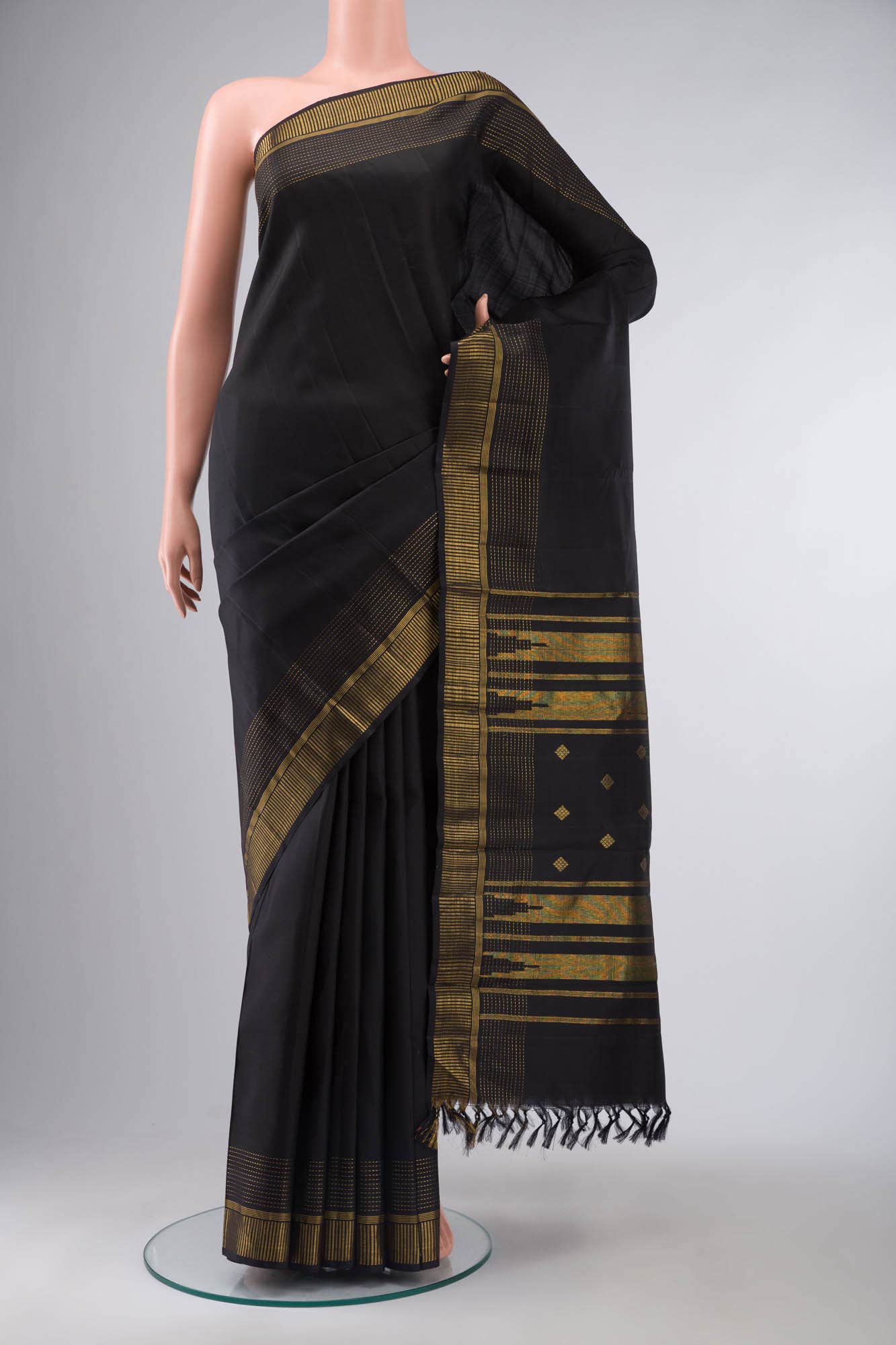 Black Kanchipuram Silk Saree
