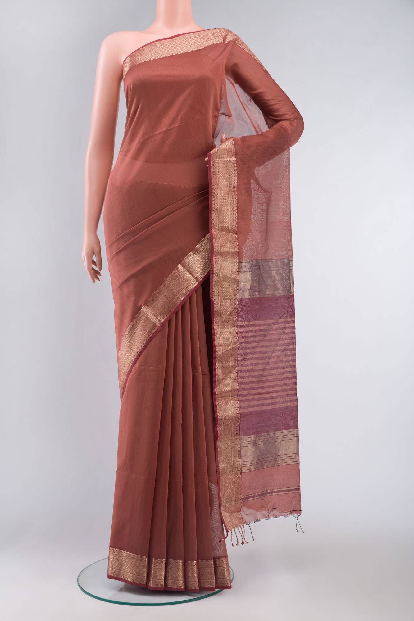 Maroon Blended Maheshwari Silk Cotton Saree