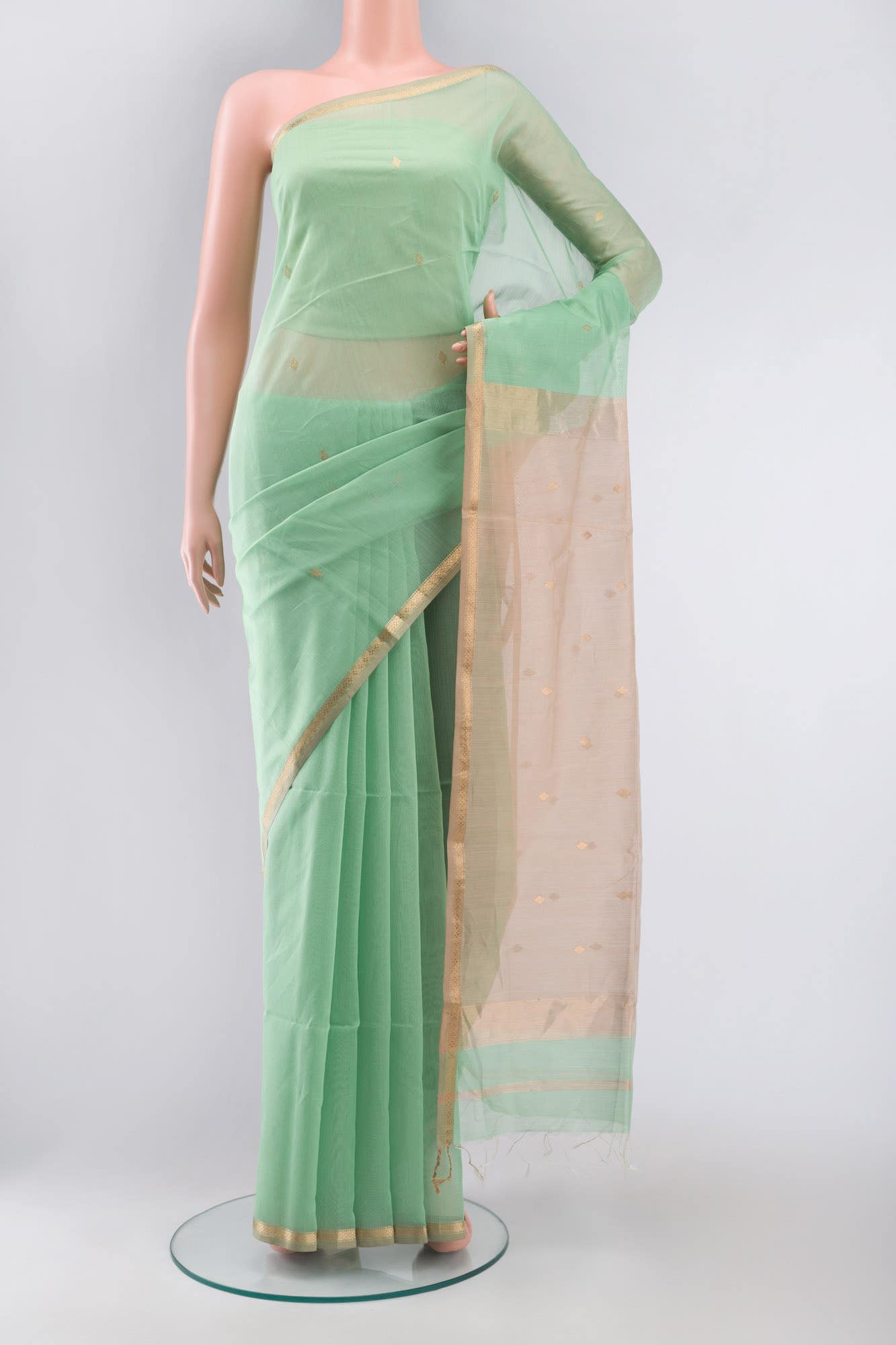 Green Blended Maheshwari Silk Cotton Saree