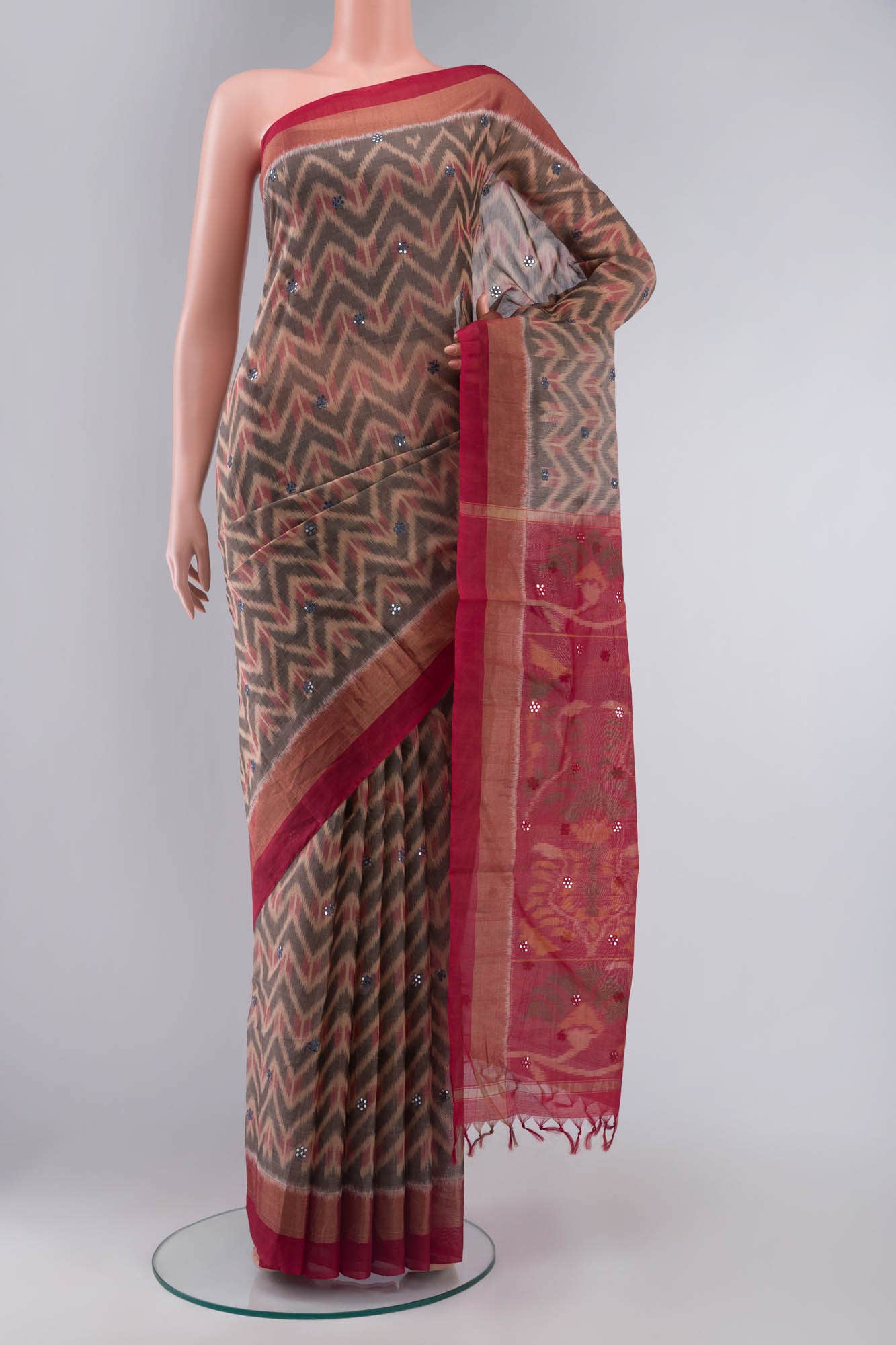 Grey Silk Cotton Saree