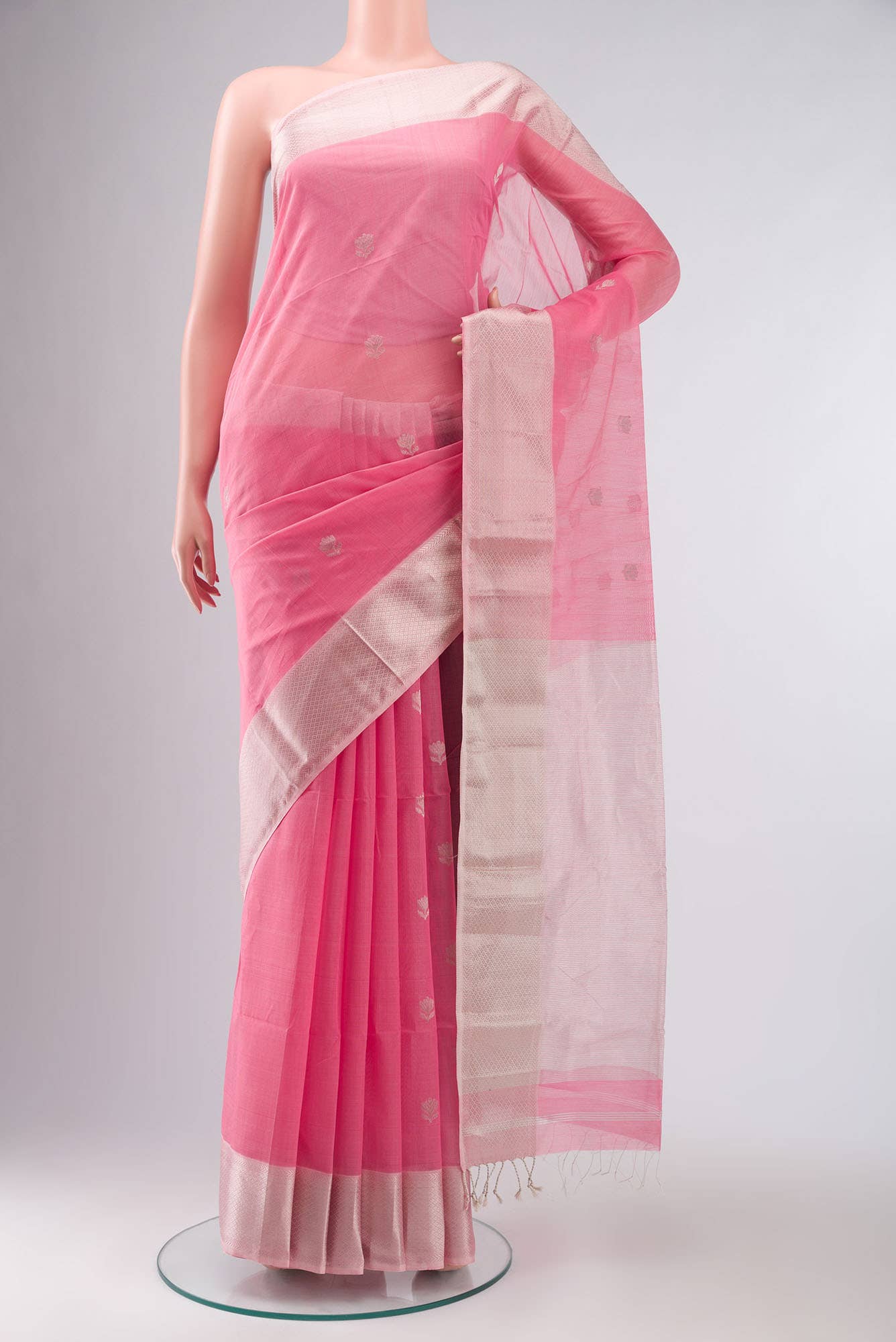Pink Maheshwari Silk Cotton Saree