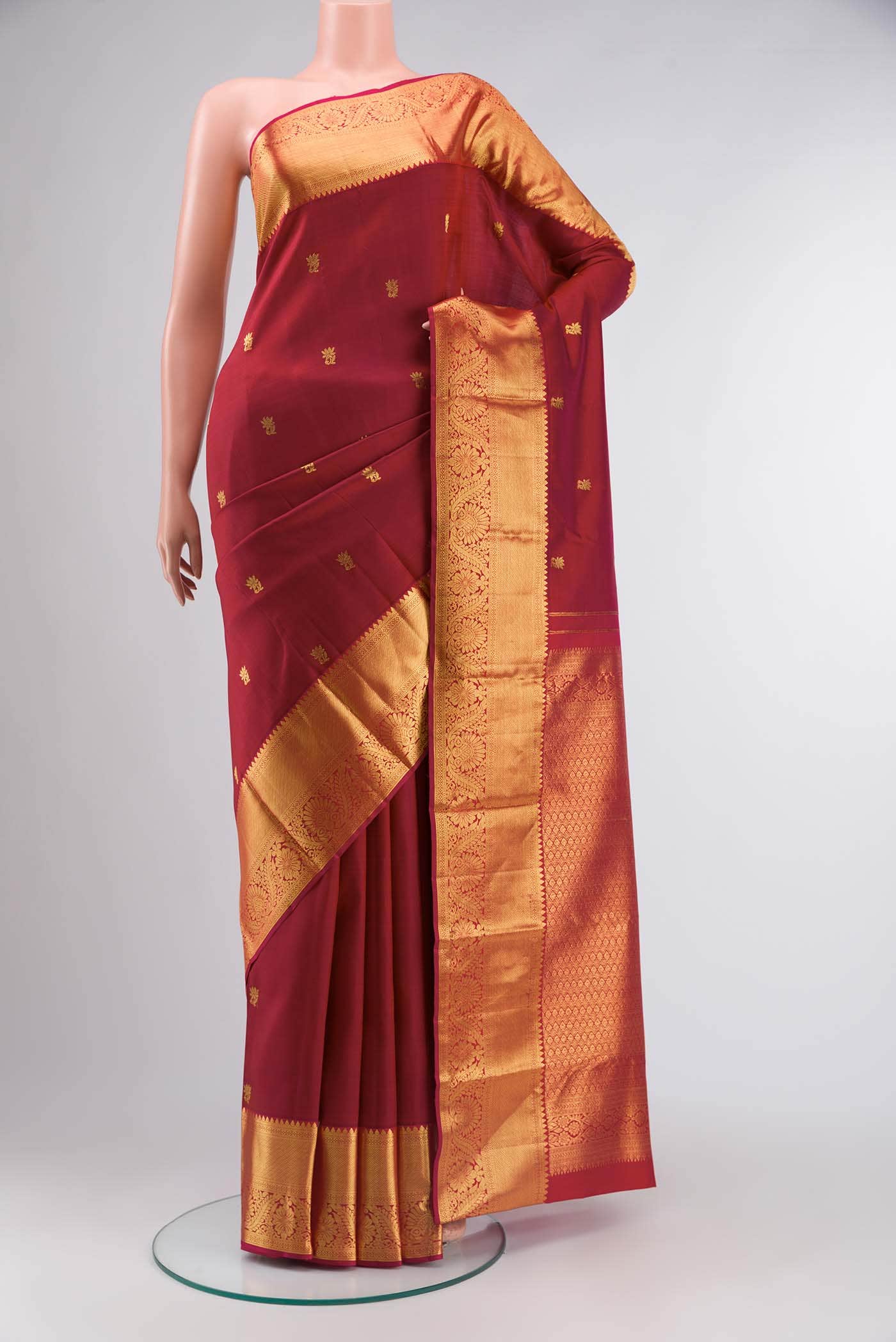 Maroon Kanchipuram Silk Saree