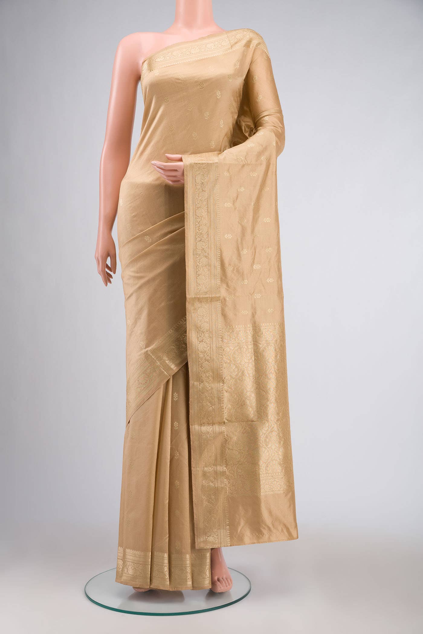 Beige Banarasi Katan Silk Saree