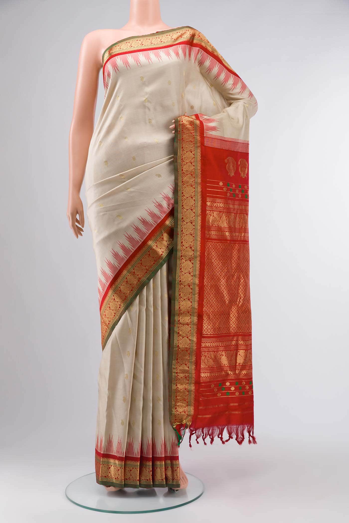 Beige Gadwal Silk Saree