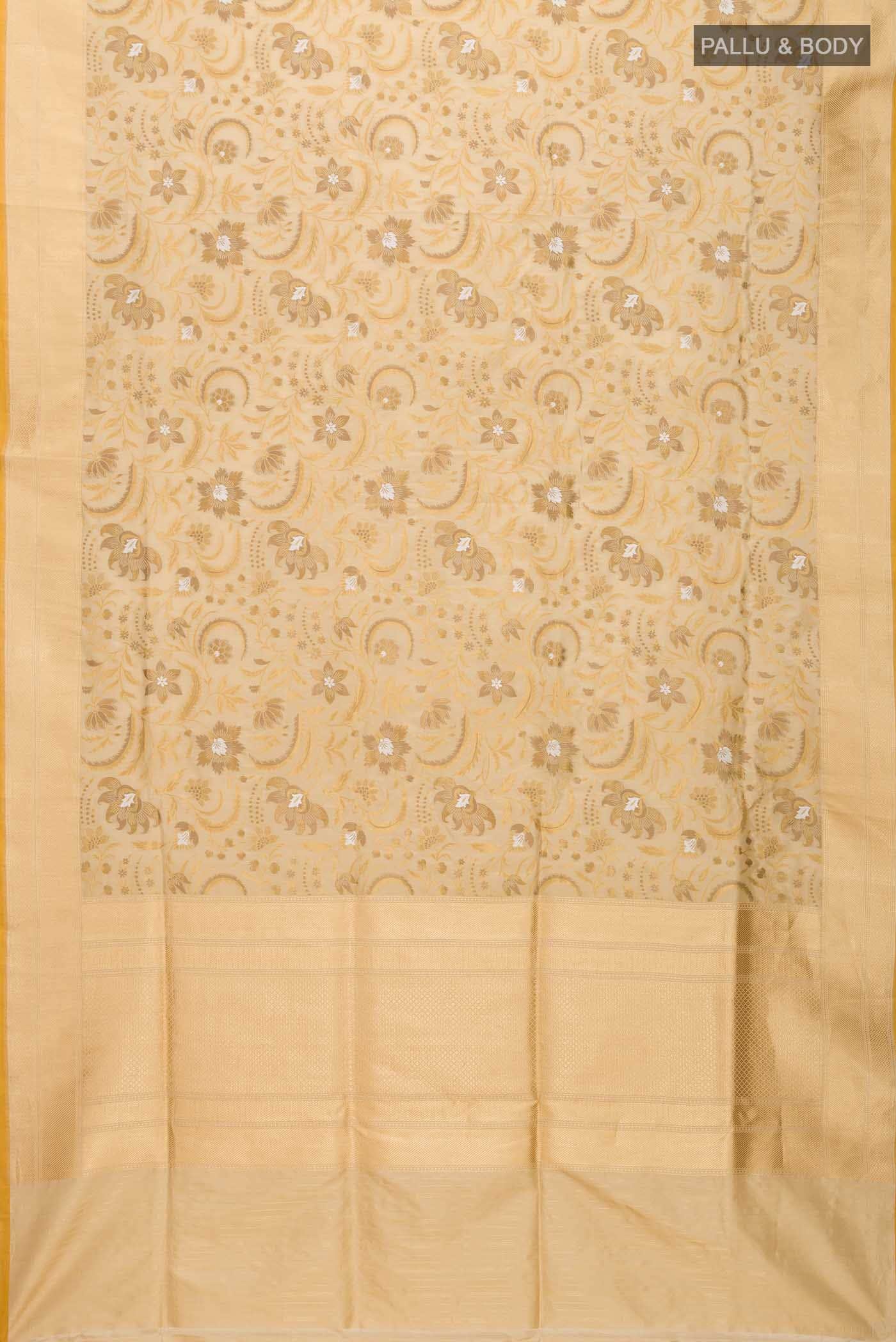 Beige Banarasi Silk Saree