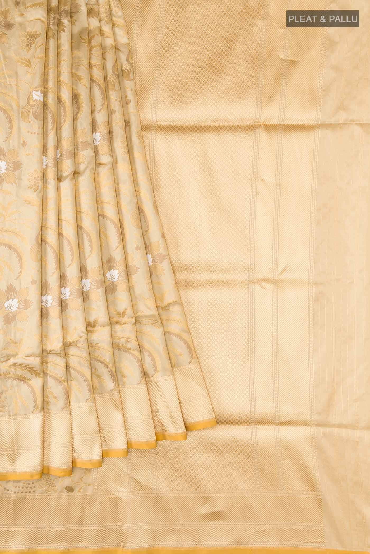 Beige Banarasi Silk Saree