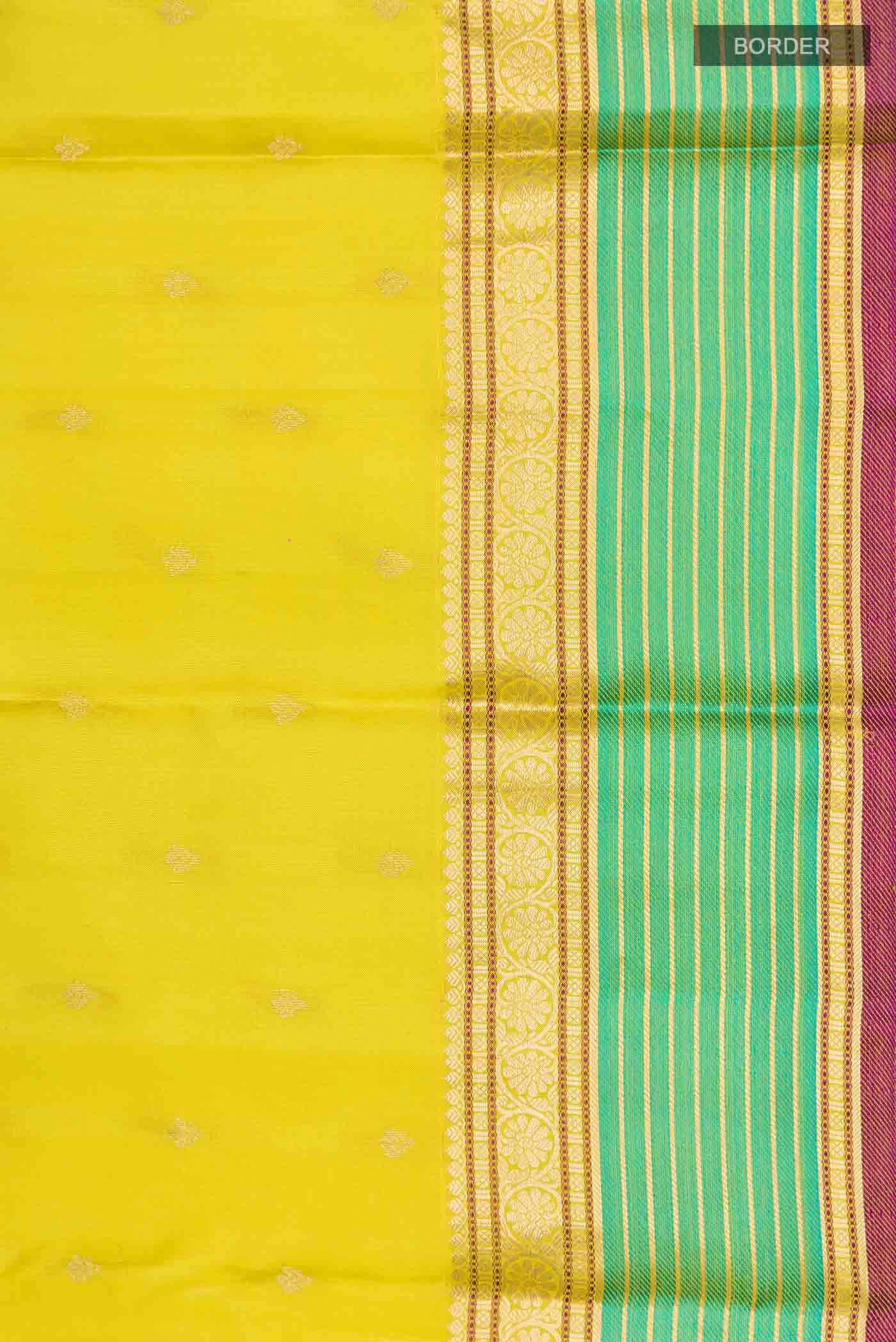 Lemon Yellow Kanchipuram Silk Saree