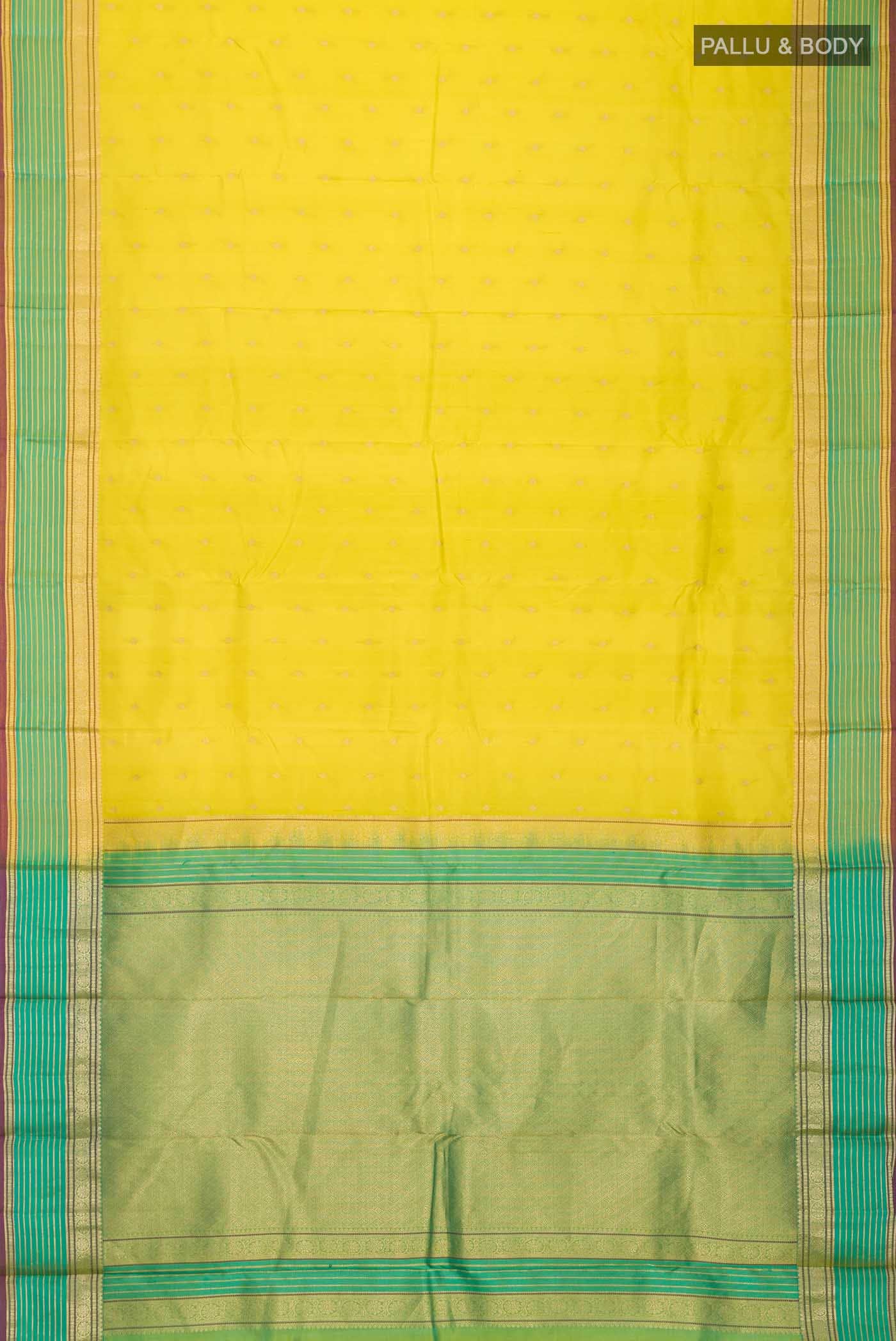 Lemon Yellow Kanchipuram Silk Saree