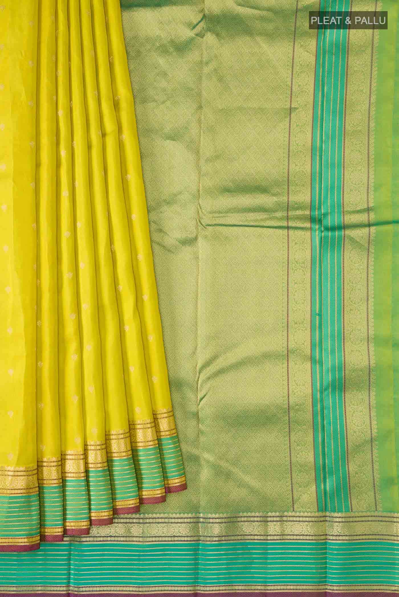 Lemon Yellow Kanchipuram Silk Saree
