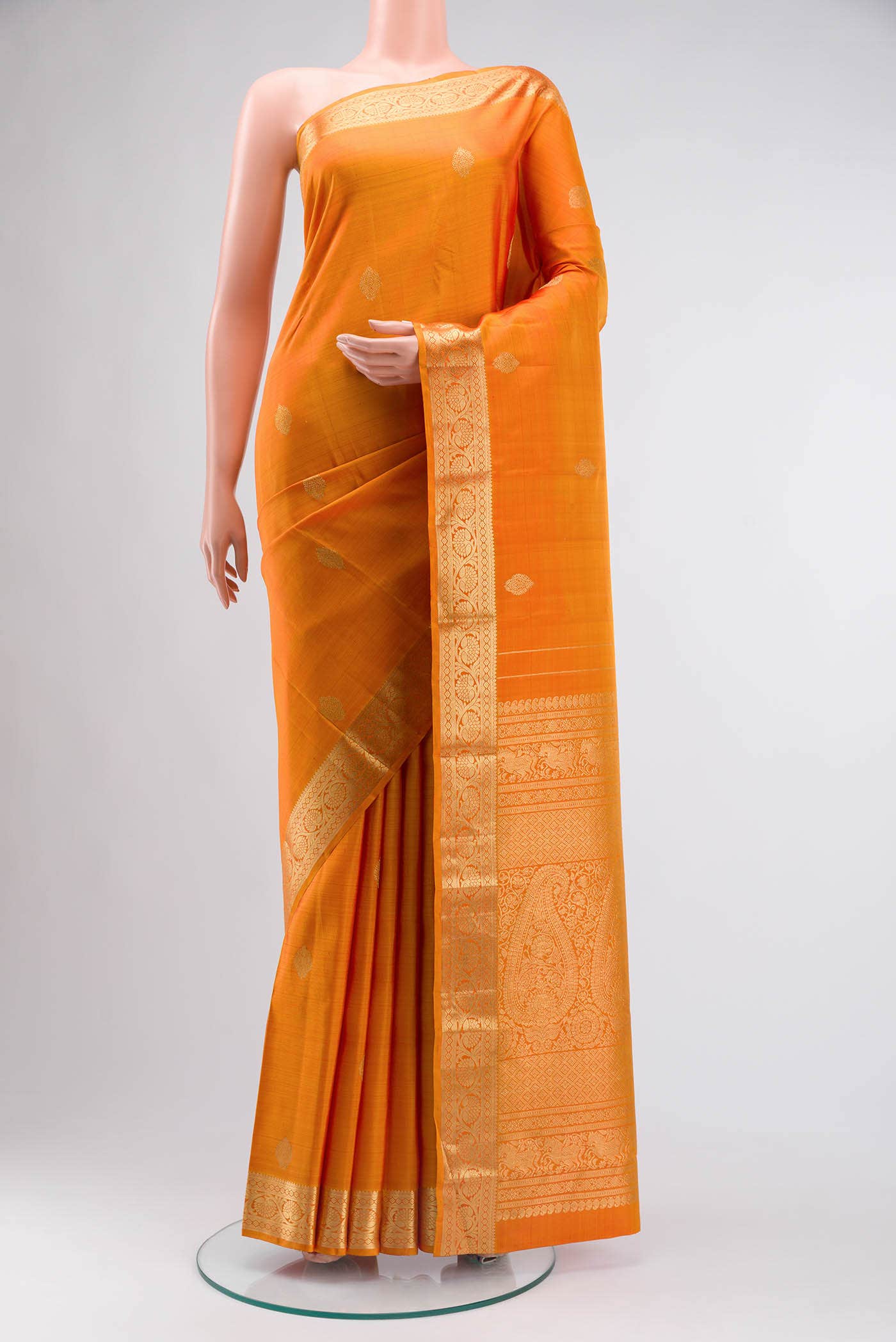 Orange Kanchipuram Silk Saree