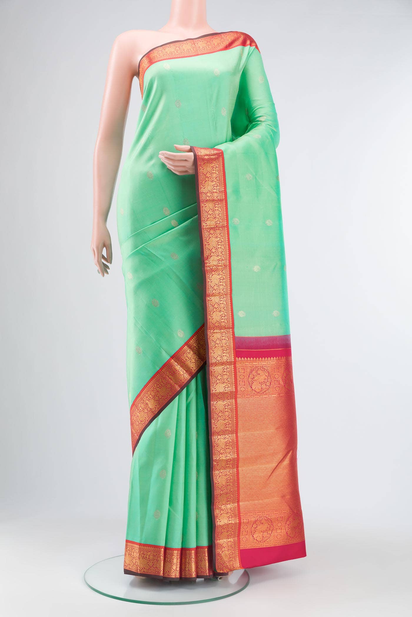 Mint Green Kanchipuram Silk Saree