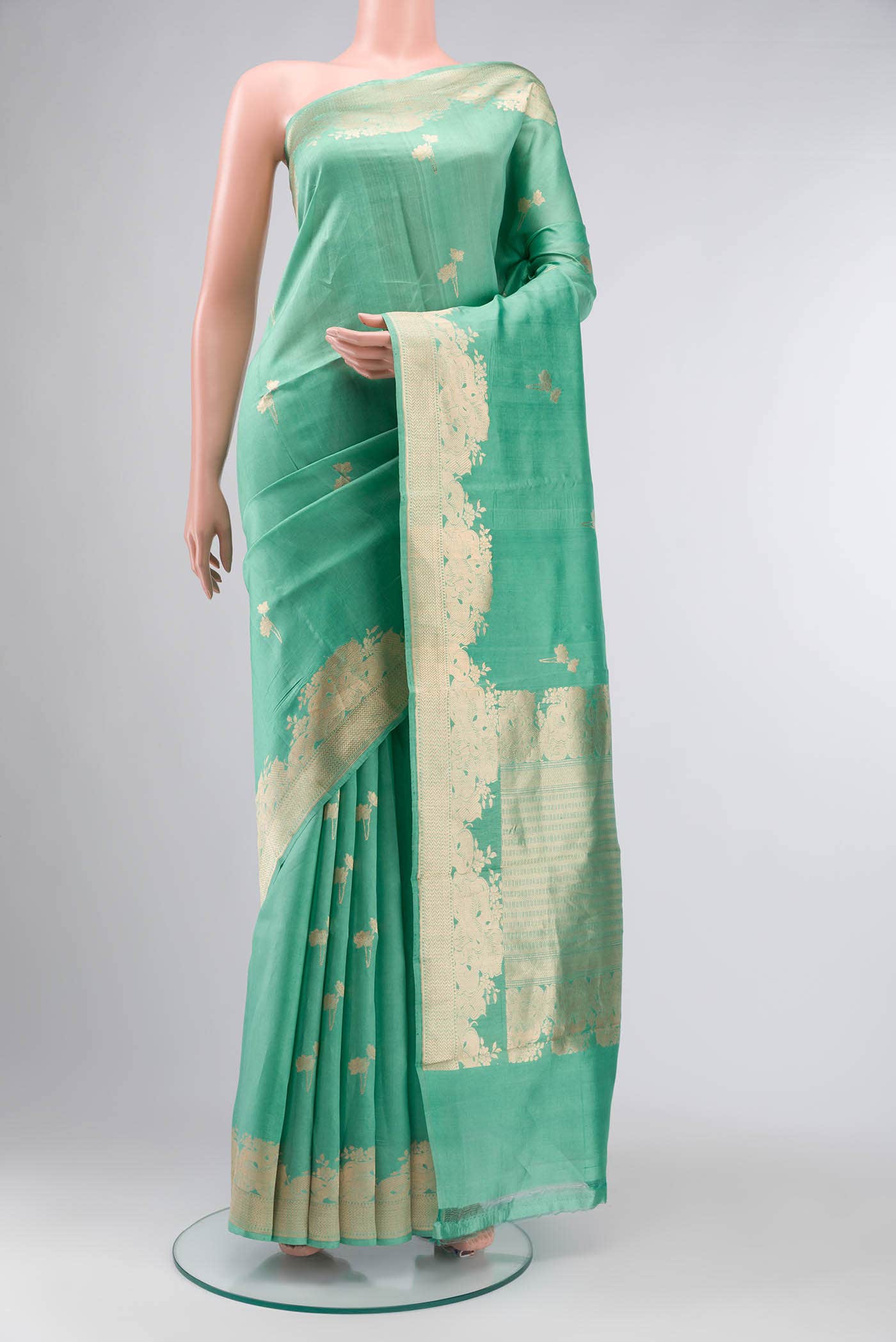 Mint Green Banarasi Katan Silk Saree
