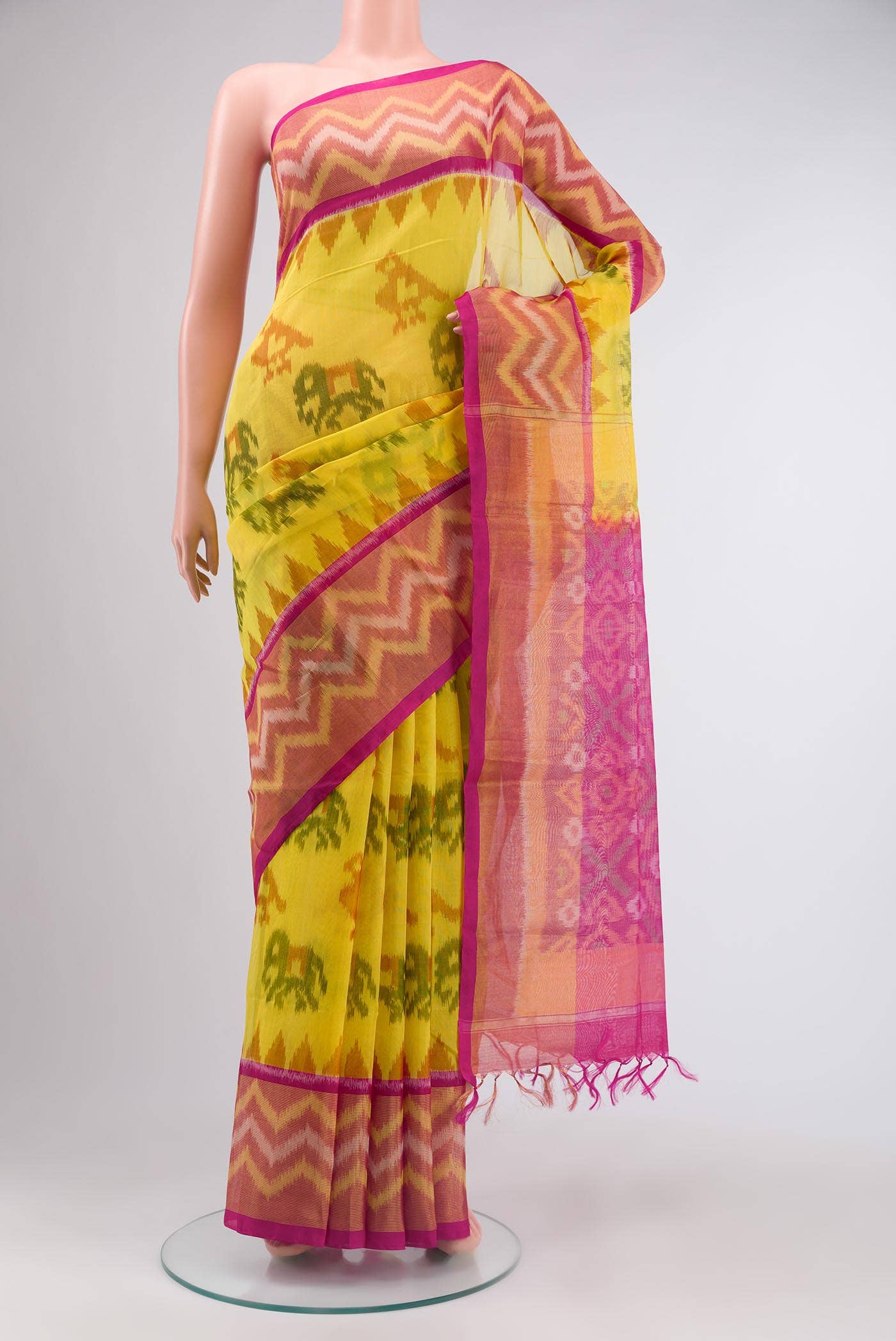 Yellow Silk Cotton Saree