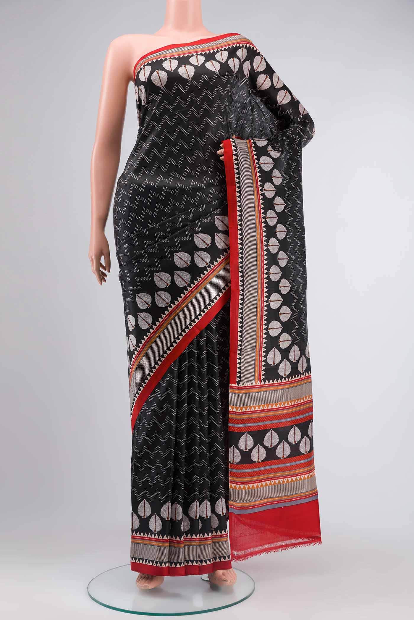 Black Printed Silk Saree