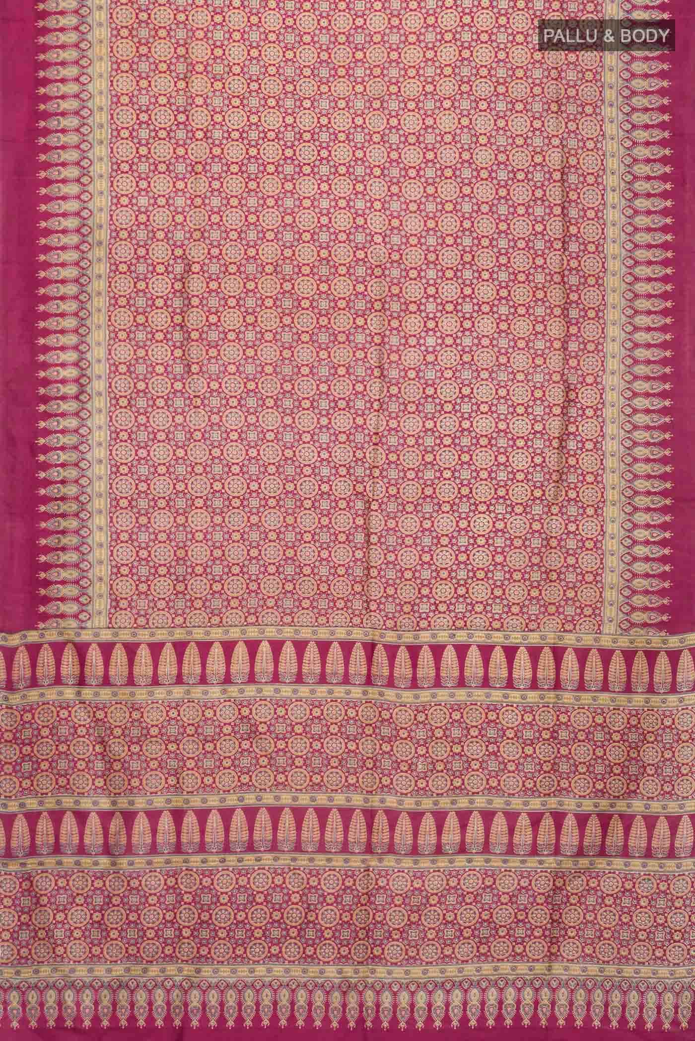 Maroon Printed Silk Saree