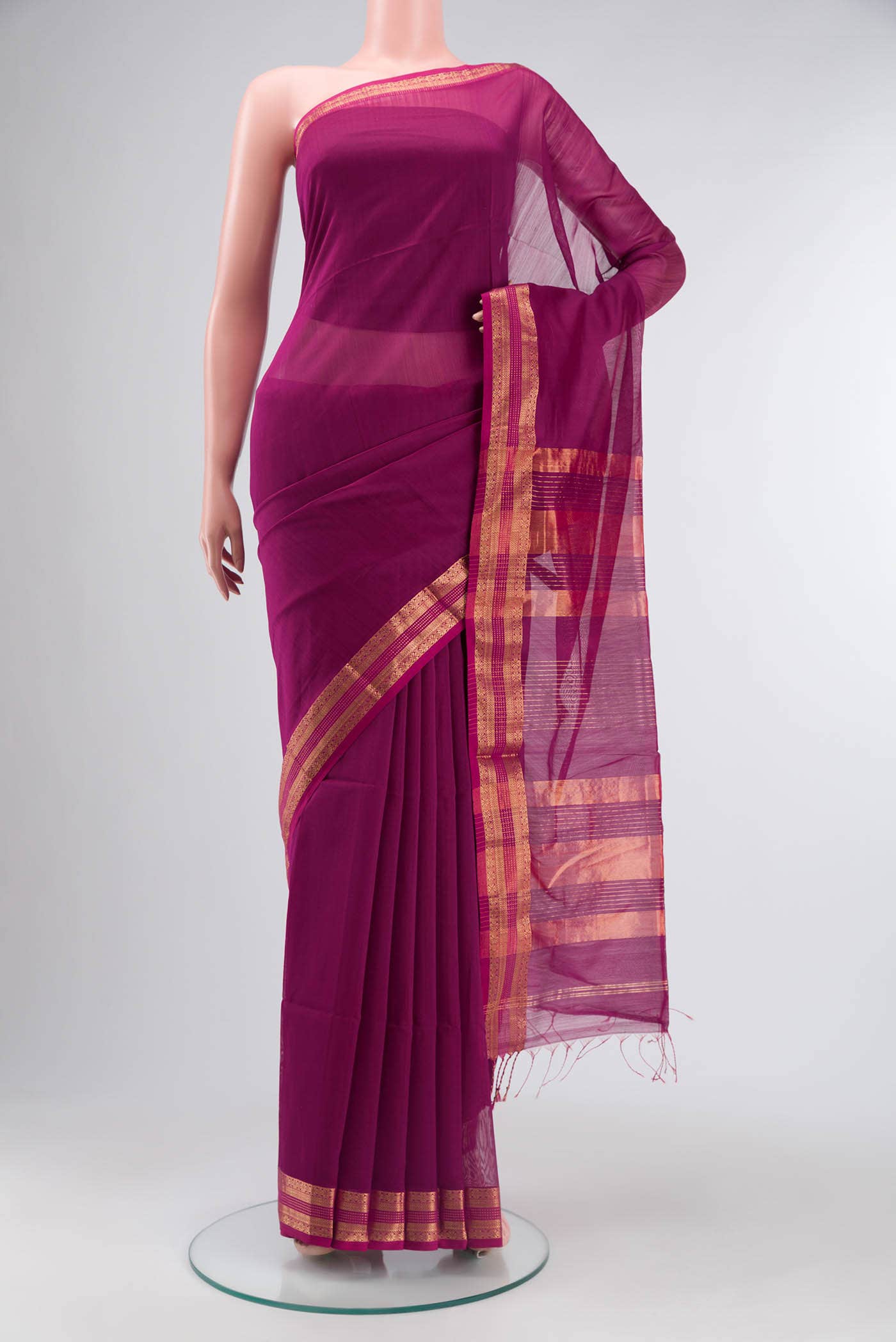 Purple Maheshwari Silk Saree