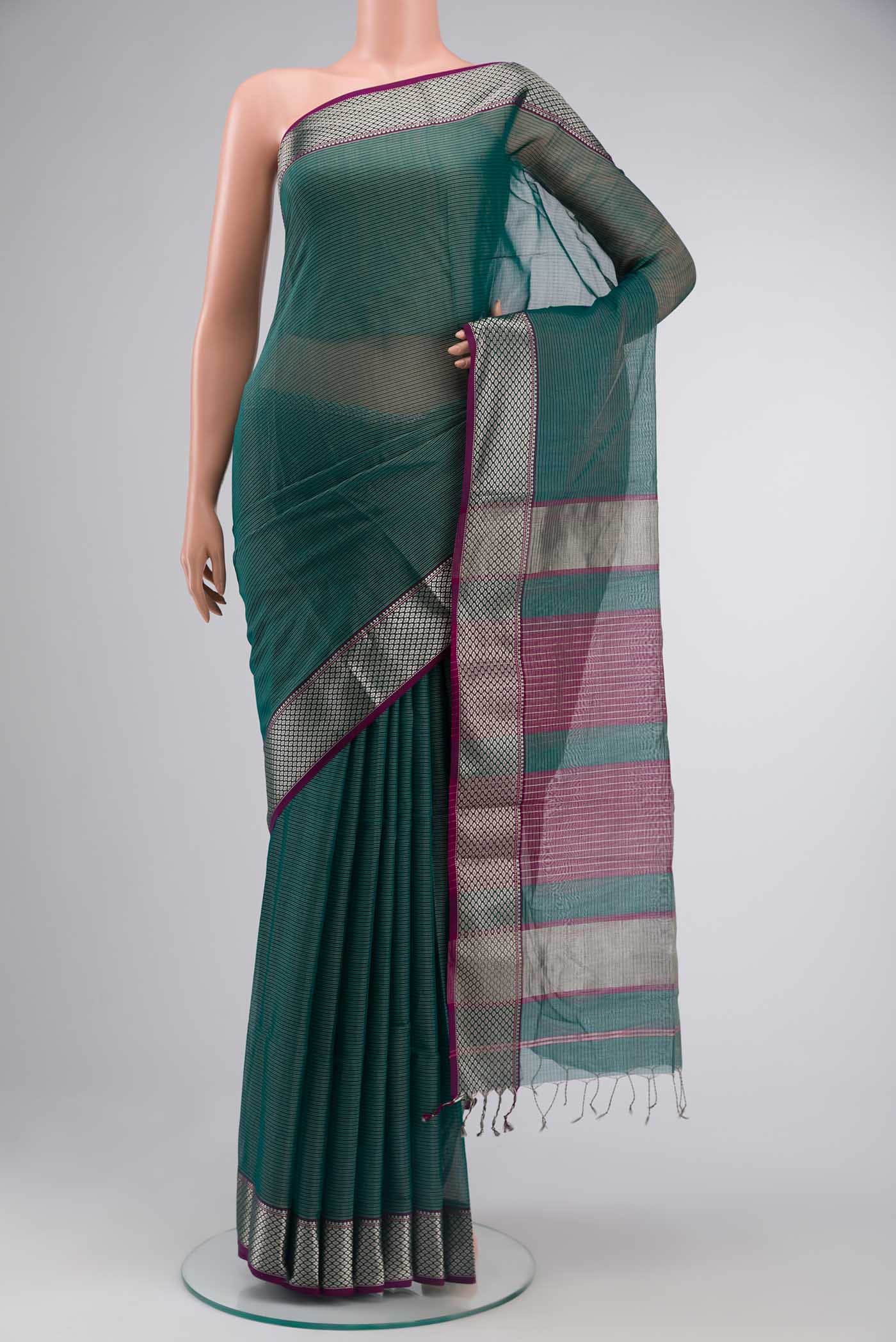 Green Maheshwari Silk Saree