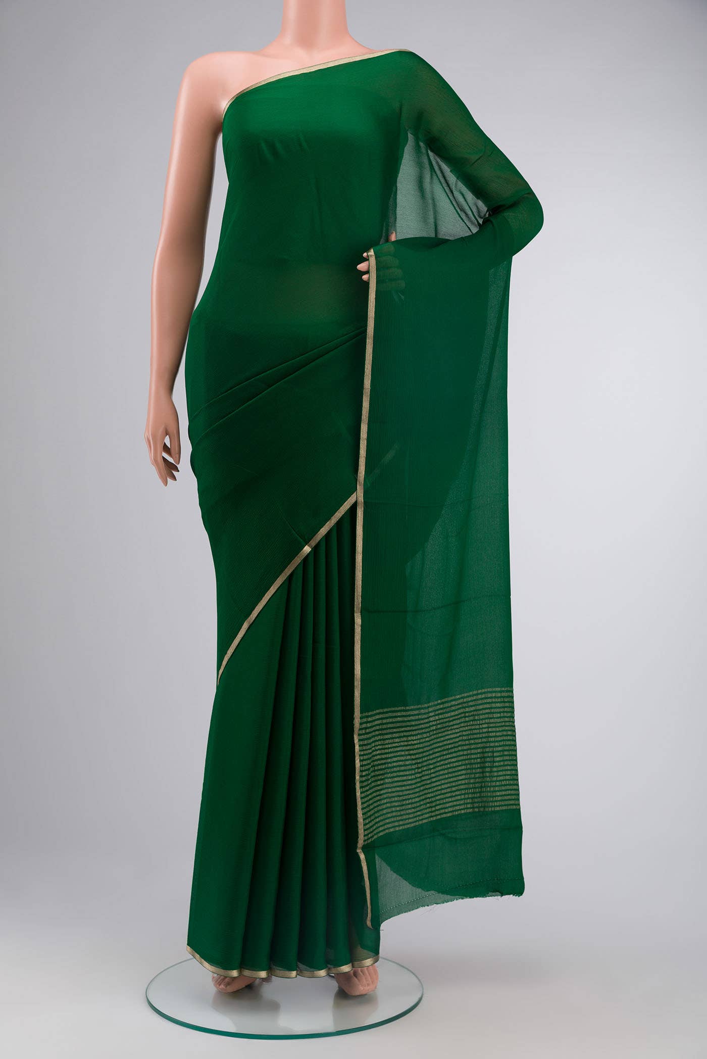 Green Mysore Crepe Saree