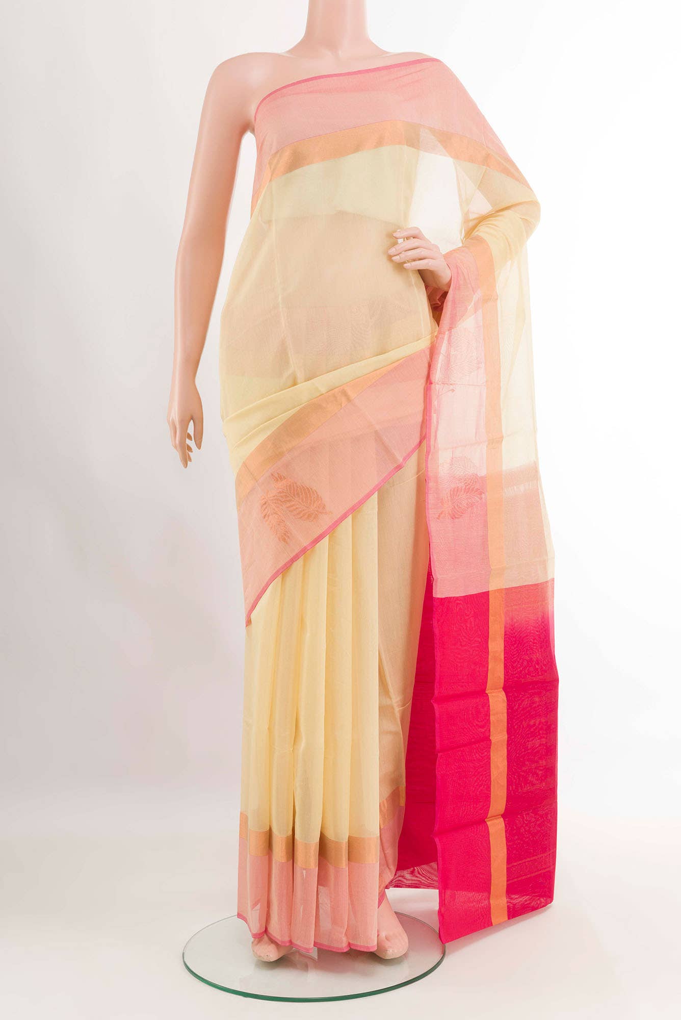 Off White Blended Kora Cotton Saree