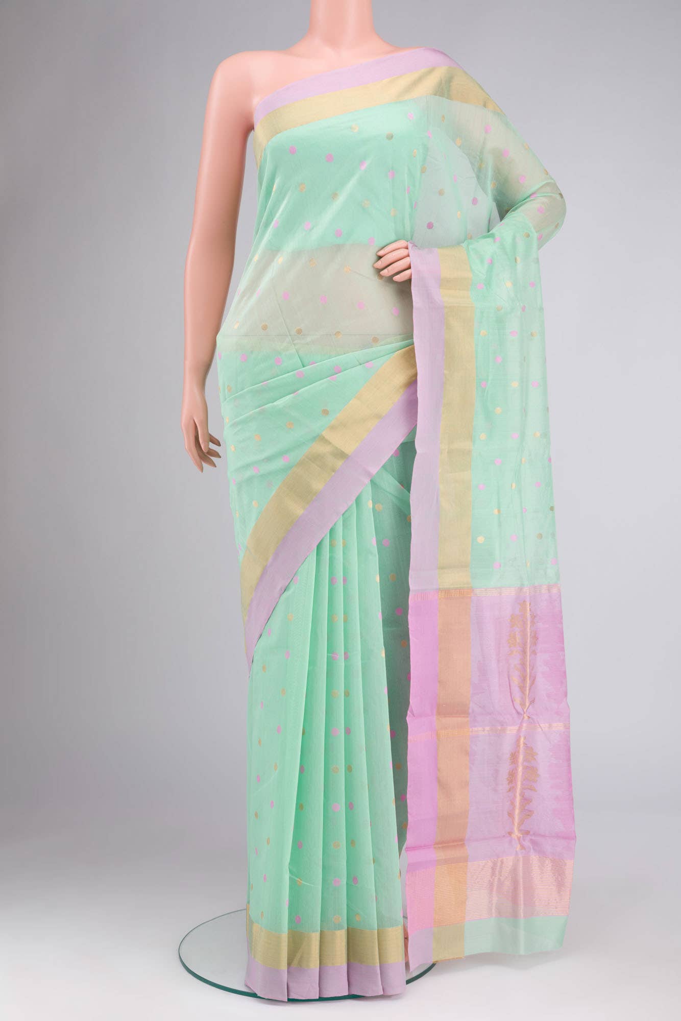 Green Chanderi Silk Cotton Saree
