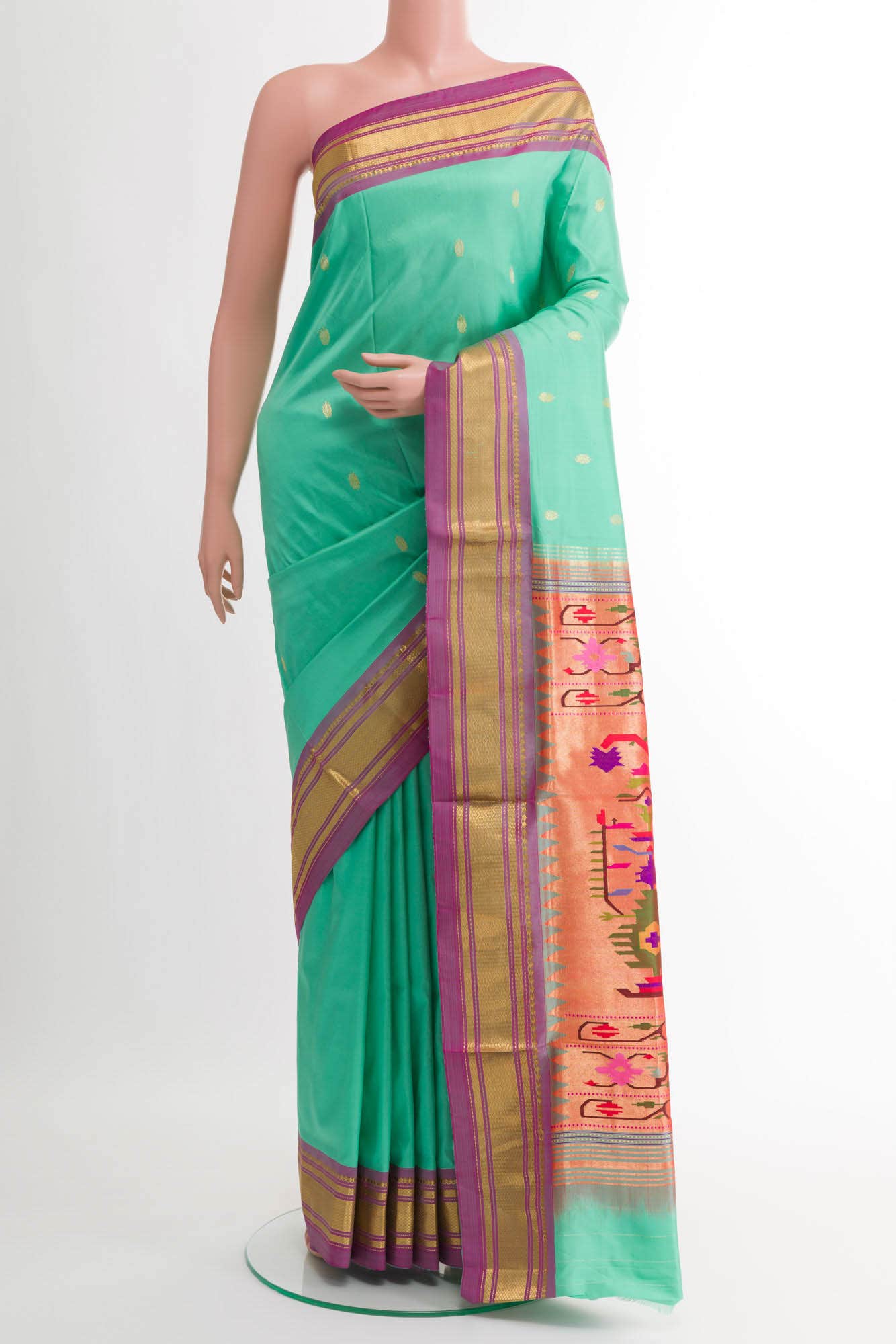 Sea Green Paithani Silk Saree