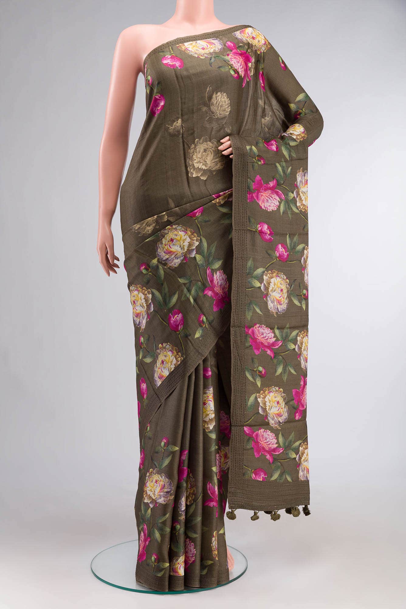 Green Tussar Silk Saree