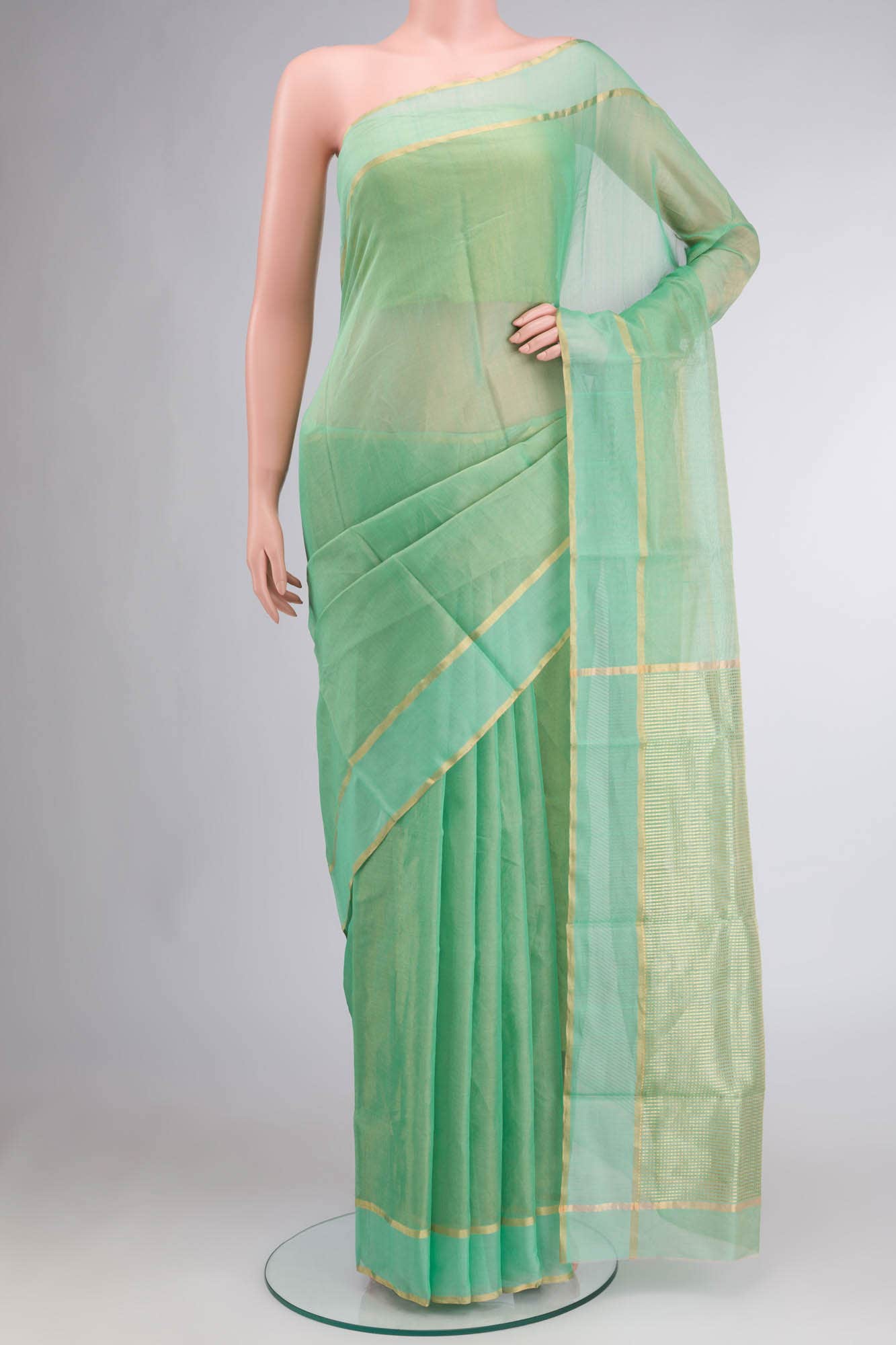 Green Chanderi Silk Cotton Saree