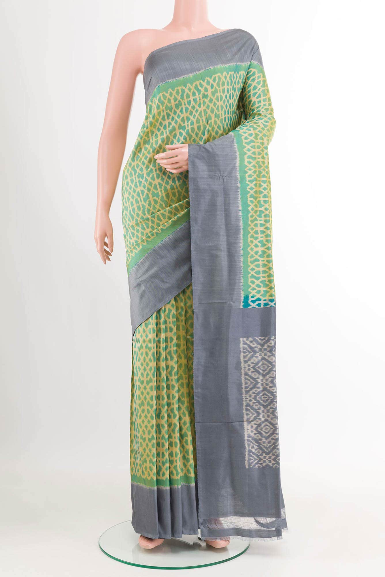 Green Dual Tone Pochampally Silk Saree