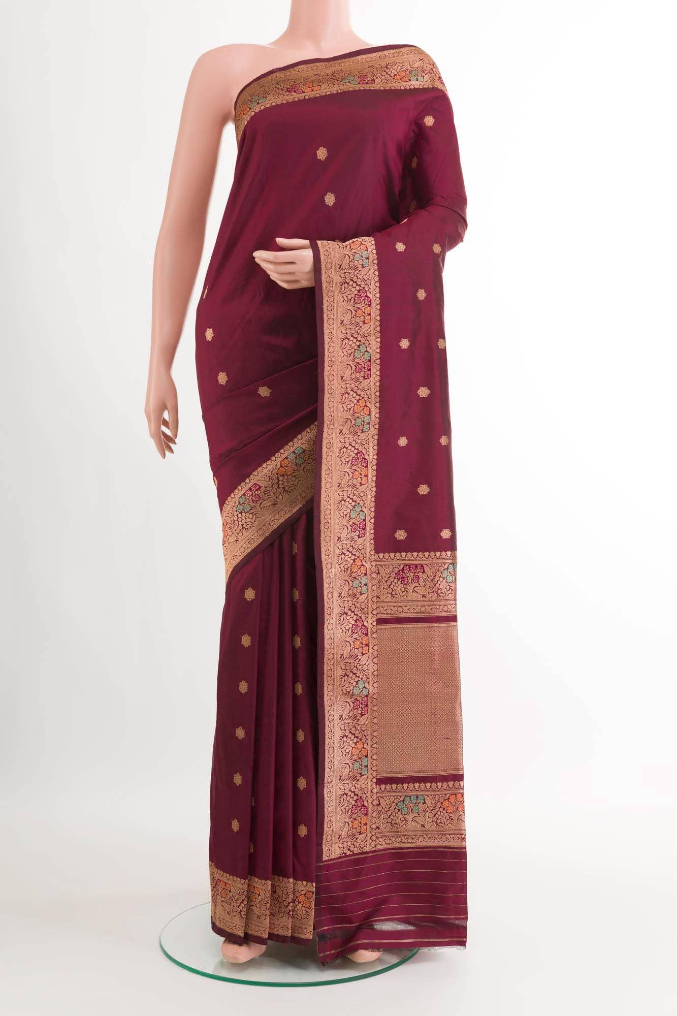 Maroon Banarasi Katan Silk Saree