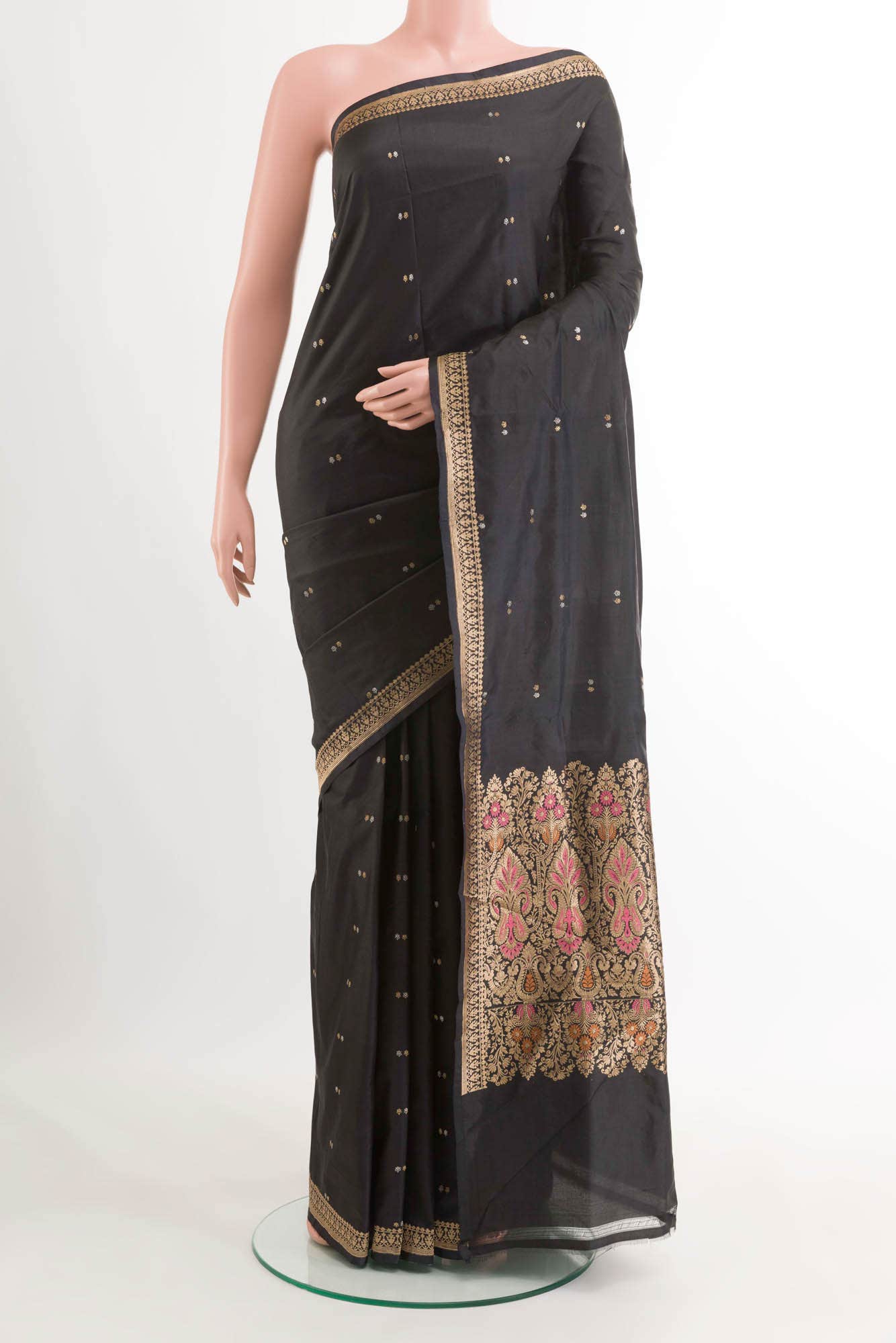 Black Banarasi Katan Silk Saree