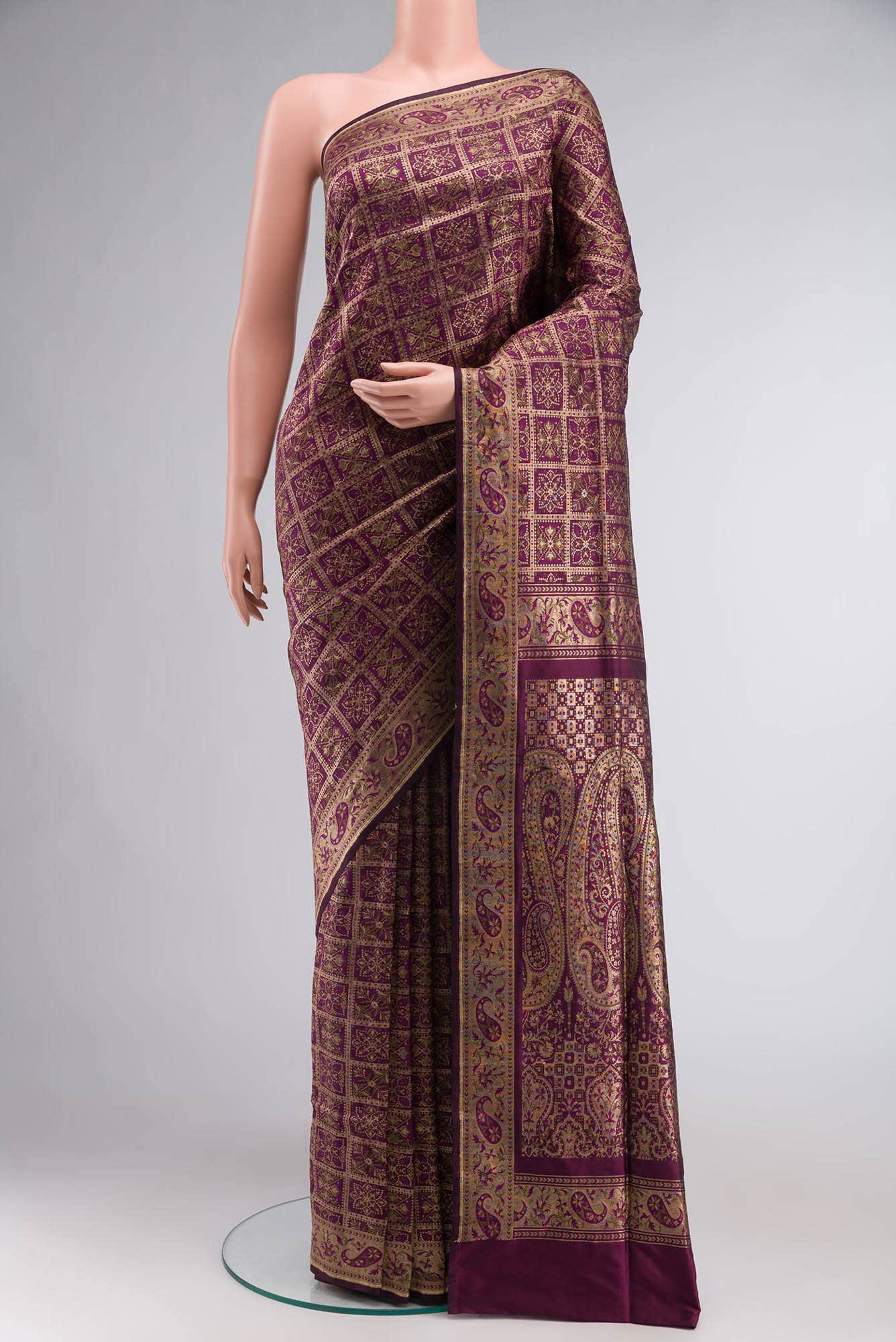 Magenta Banarasi Silk Saree