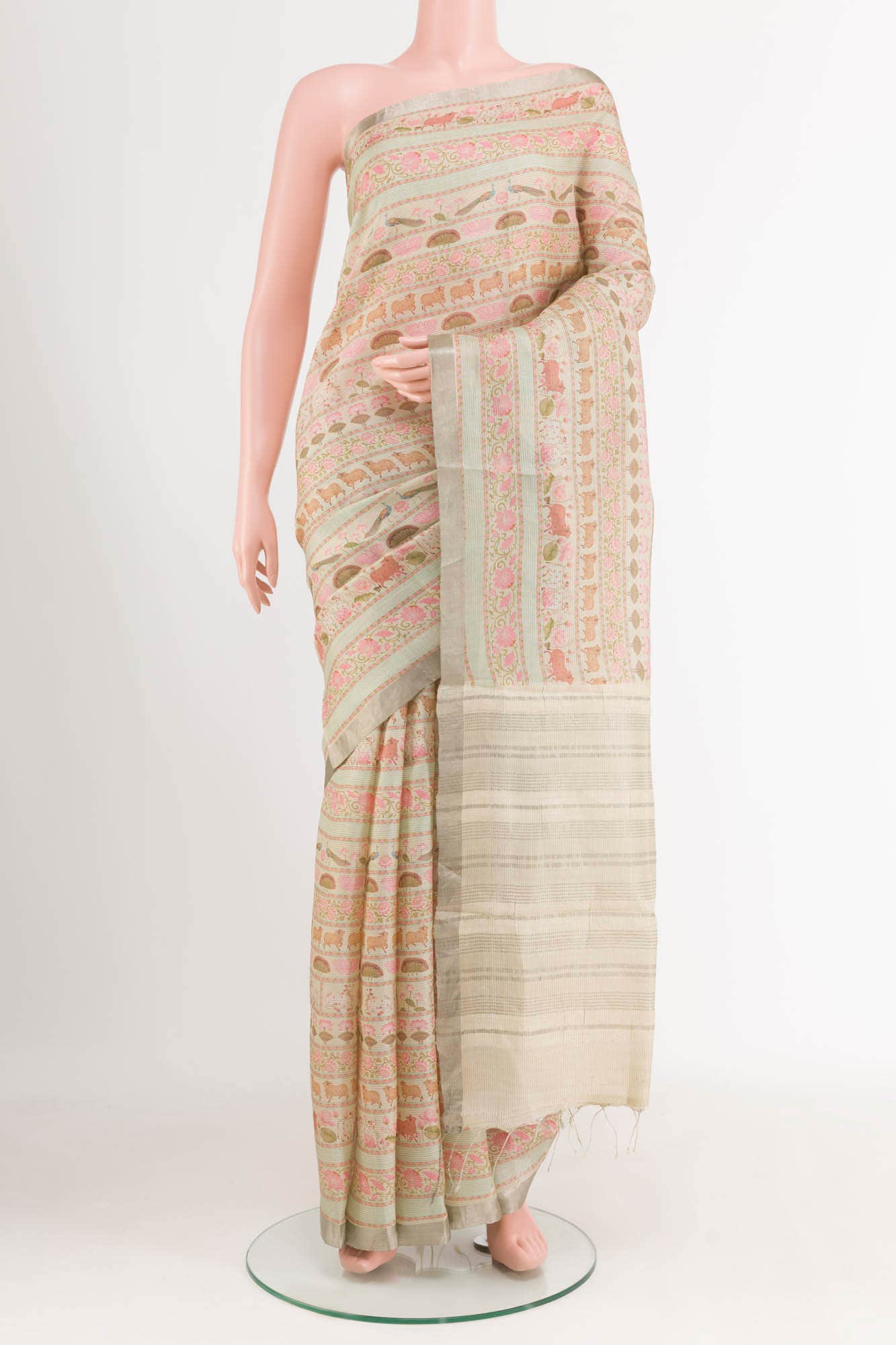 Off White Tussar Saree