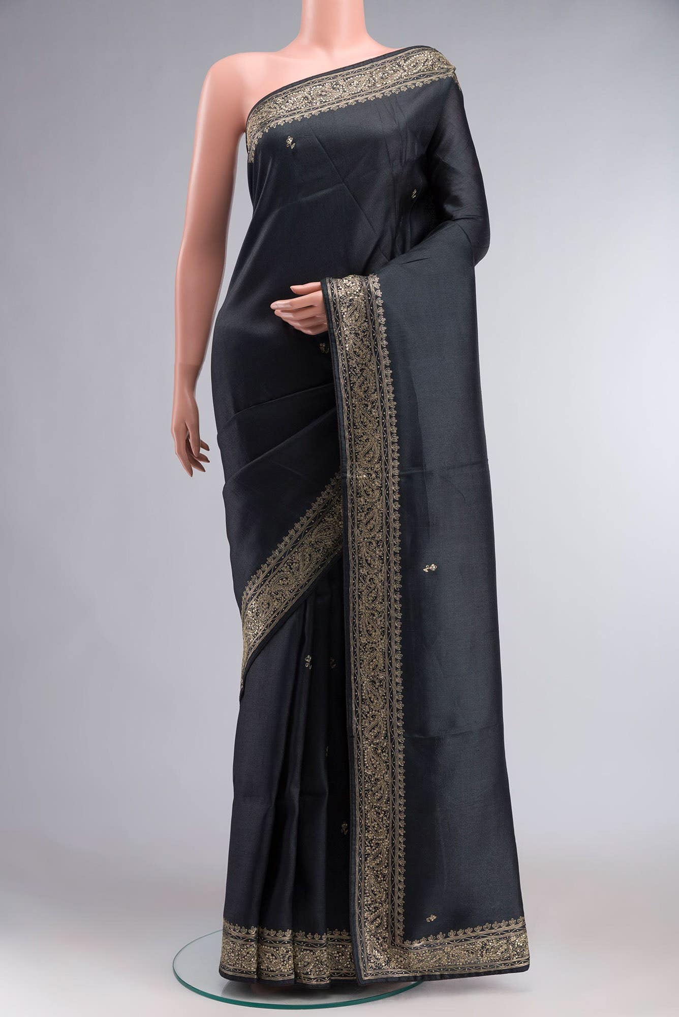 Black Bhagalpuri Tussar Silk Saree