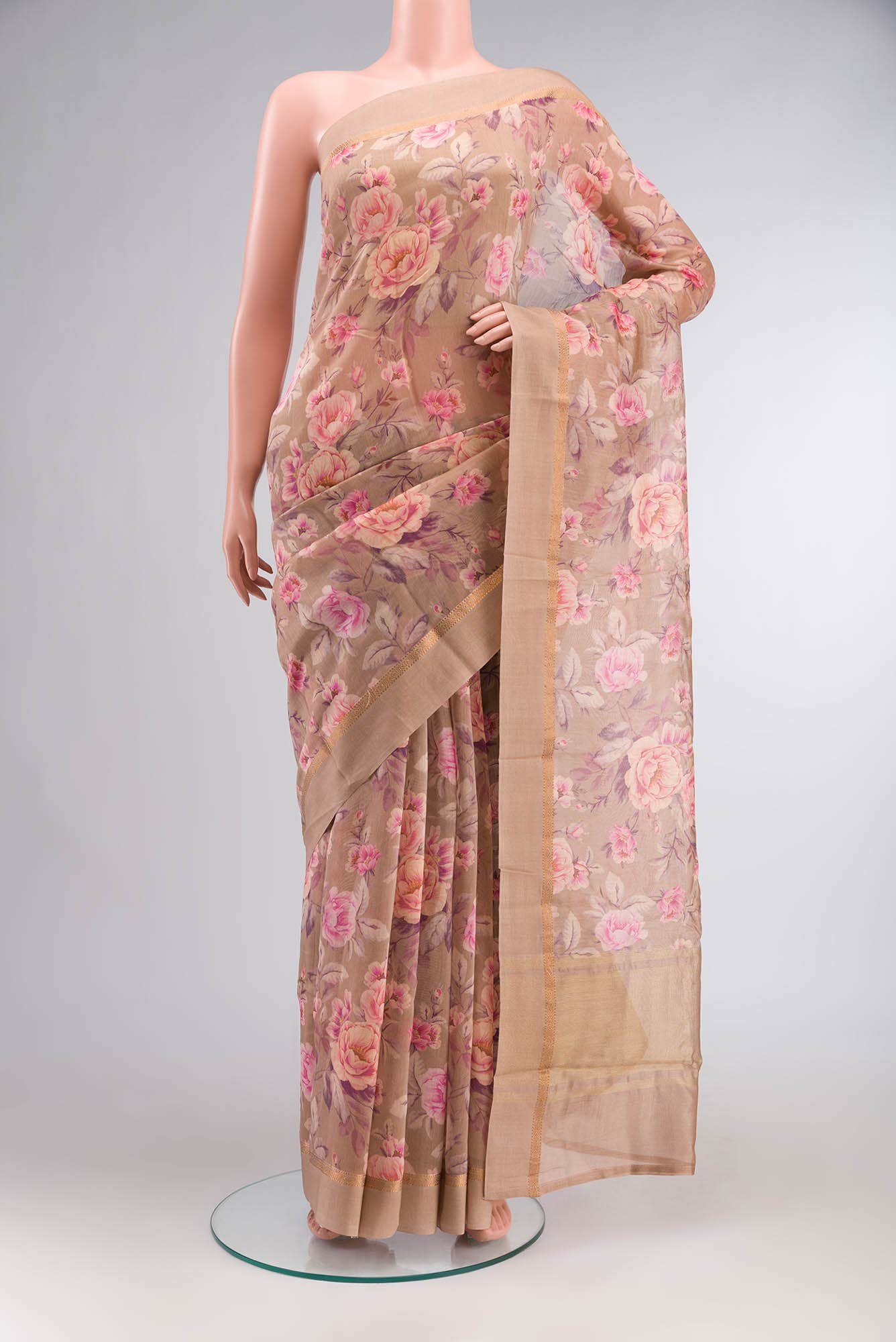 Brown Silk Cotton Saree