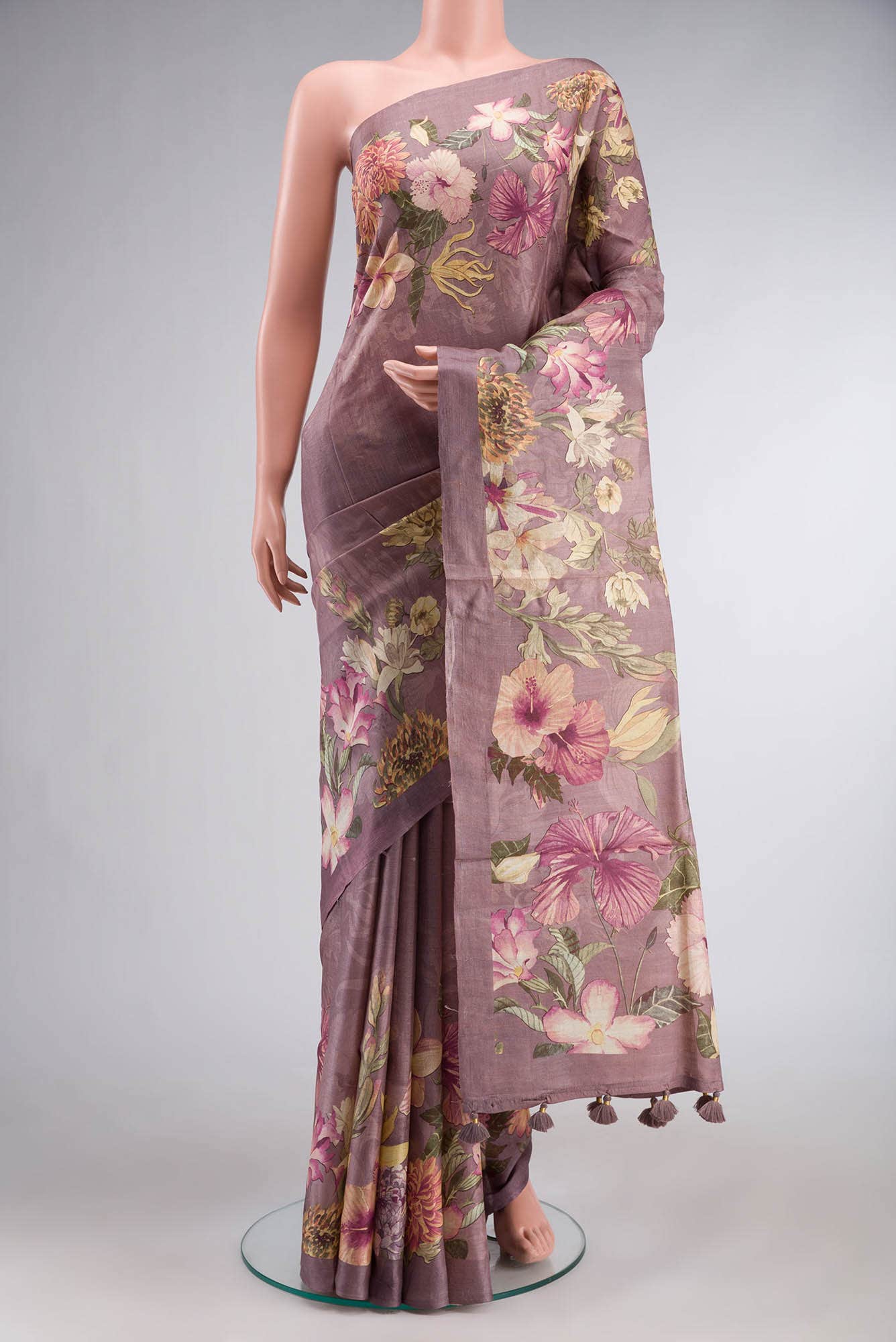 Mauve Bhagalpuri Tussar Silk Saree