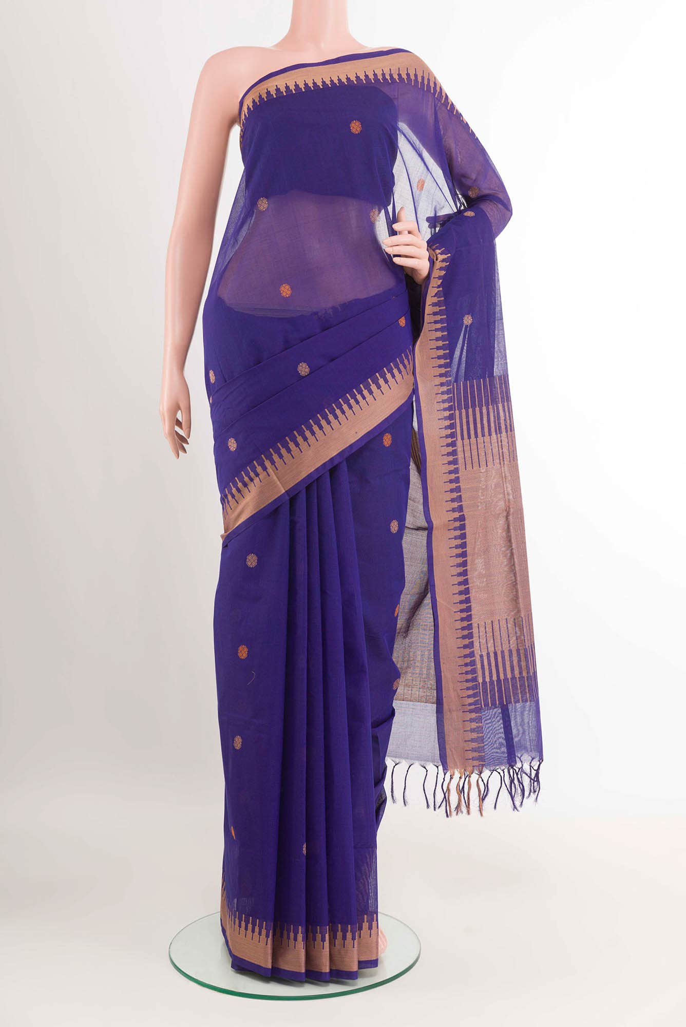 Electric Blue Coimbatore Cotton Saree